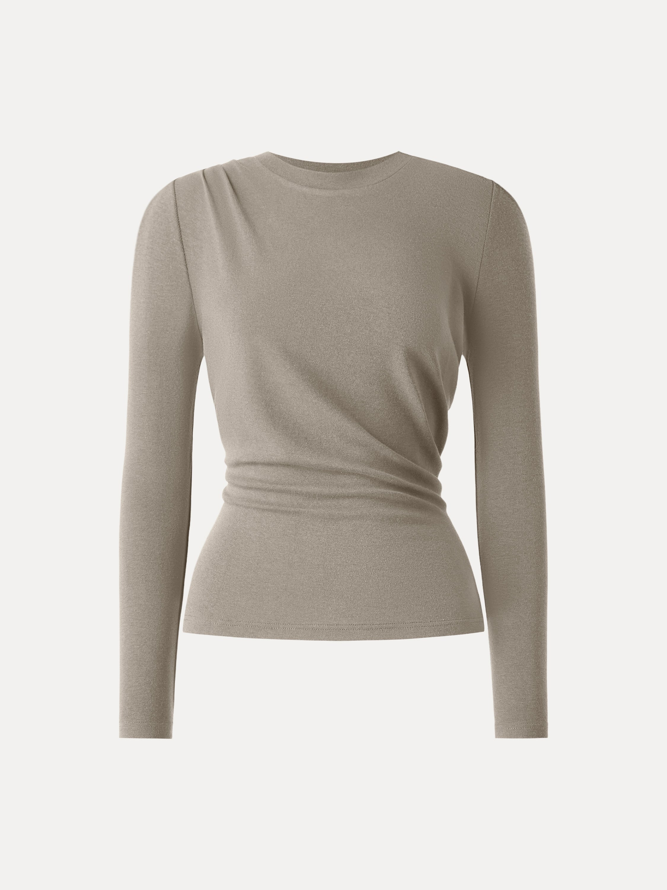 Light Warm Crewneck Tucked Top Moss Olive – Women > Tops > Shirts&Tops | FormaLuxe