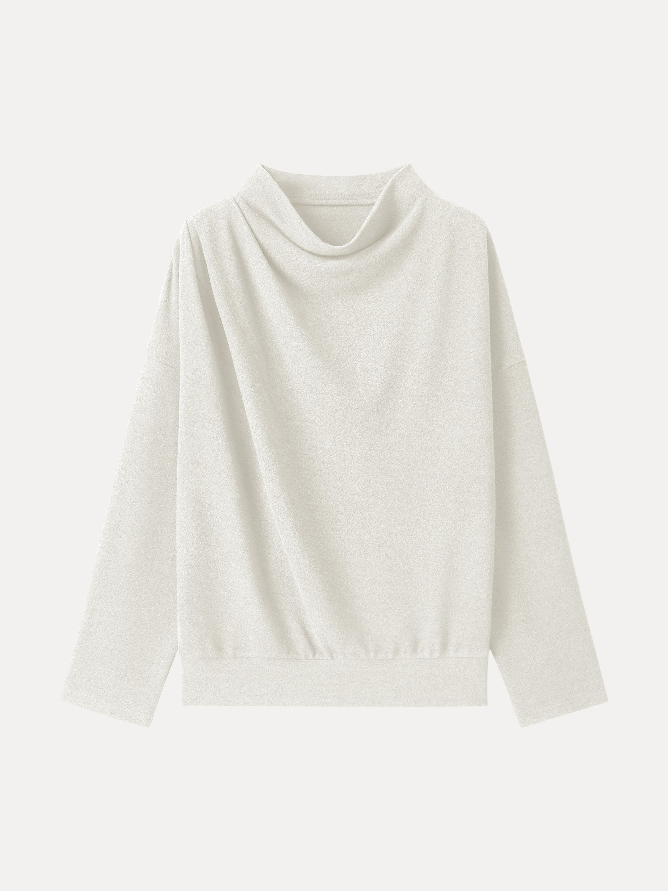 Cozy Relaxed Mockneck Top with Banded Hem Heather Indigo – Women > Tops > Shirts&Tops | FormaLuxe