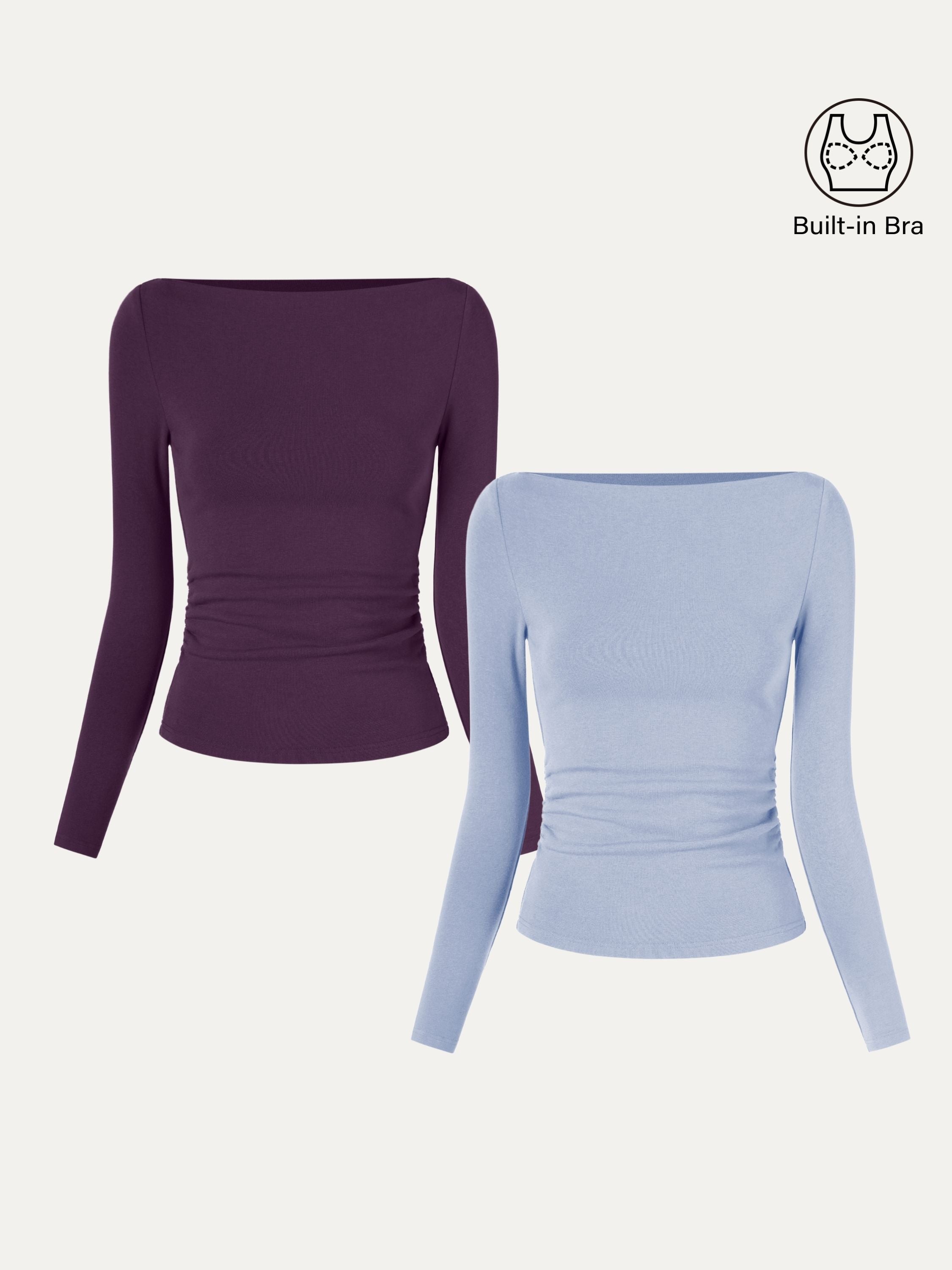 2Pcs Set Modern Side Ruched Boatneck Brami Top Morning Mist/Sea Glass – Women > Bundles&Sets > Bundles | FormaLuxe
