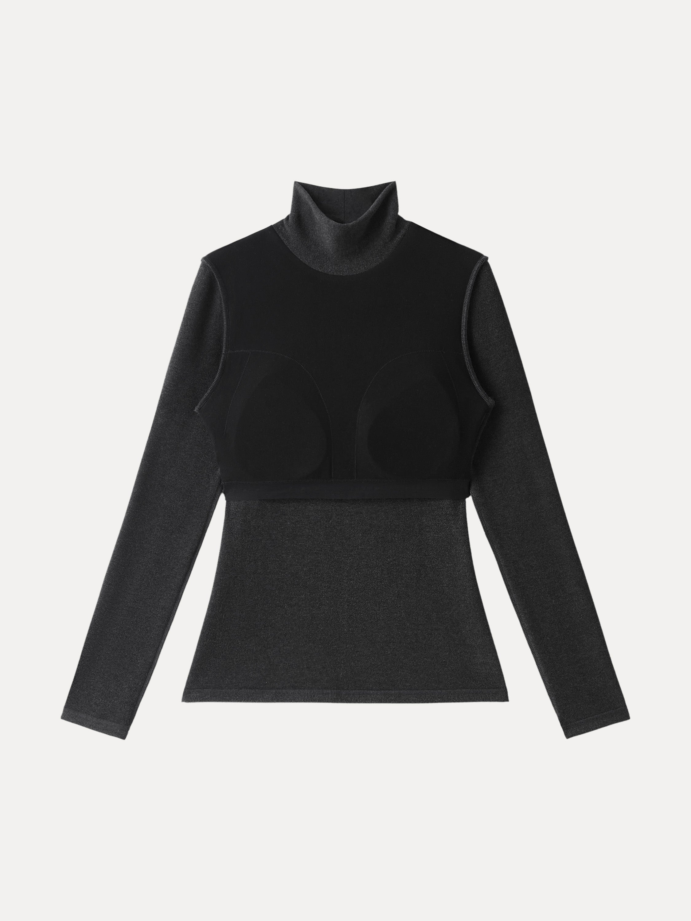 MaxWarm Turtleneck Long Sleeve Brami Heather Black – Women > Tops > Bra Tops | FormaLuxe