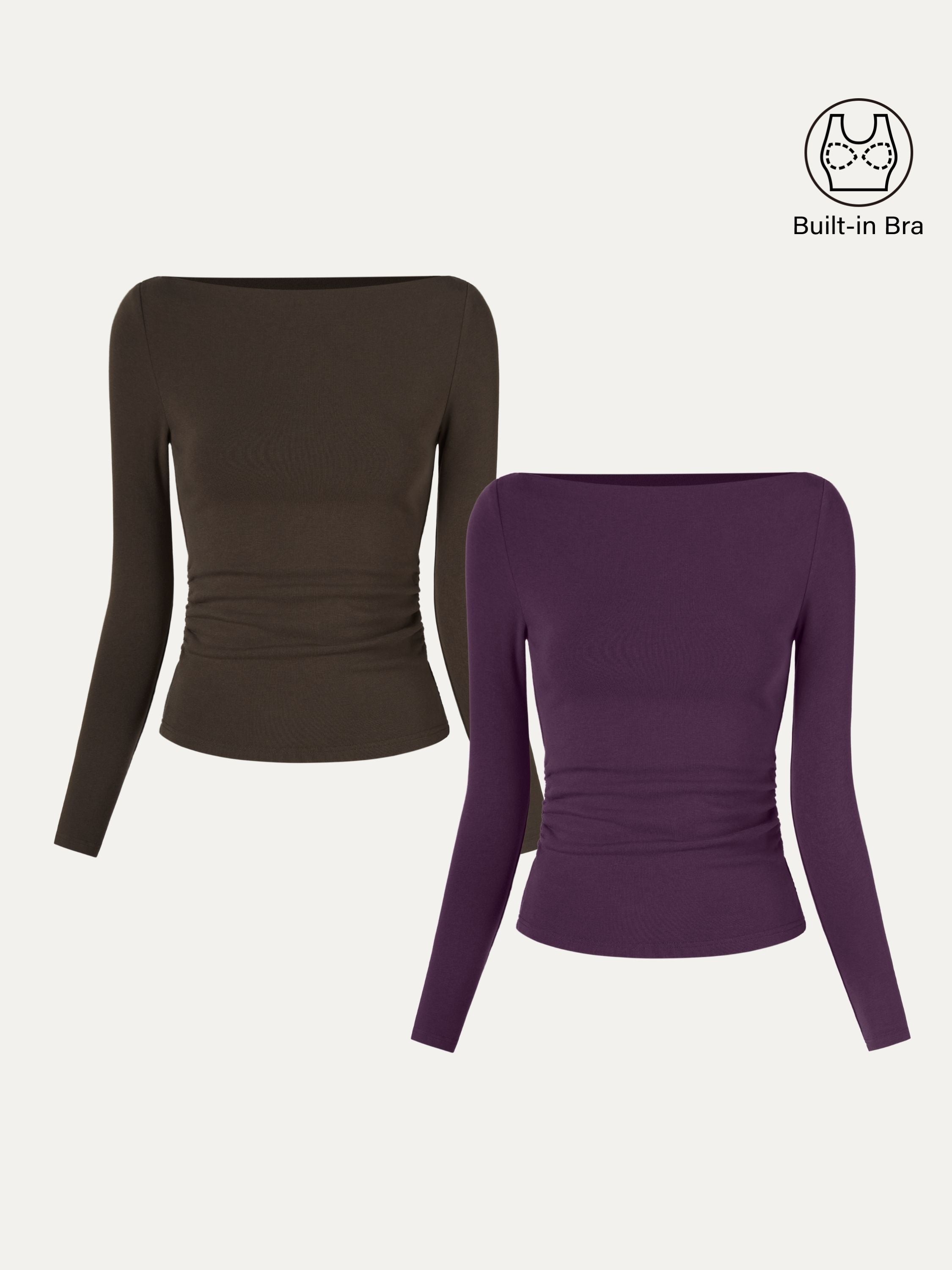 2Pcs Set Modern Side Ruched Boatneck Brami Top Morning Mist/Sea Glass – Women > Bundles&Sets > Bundles | FormaLuxe