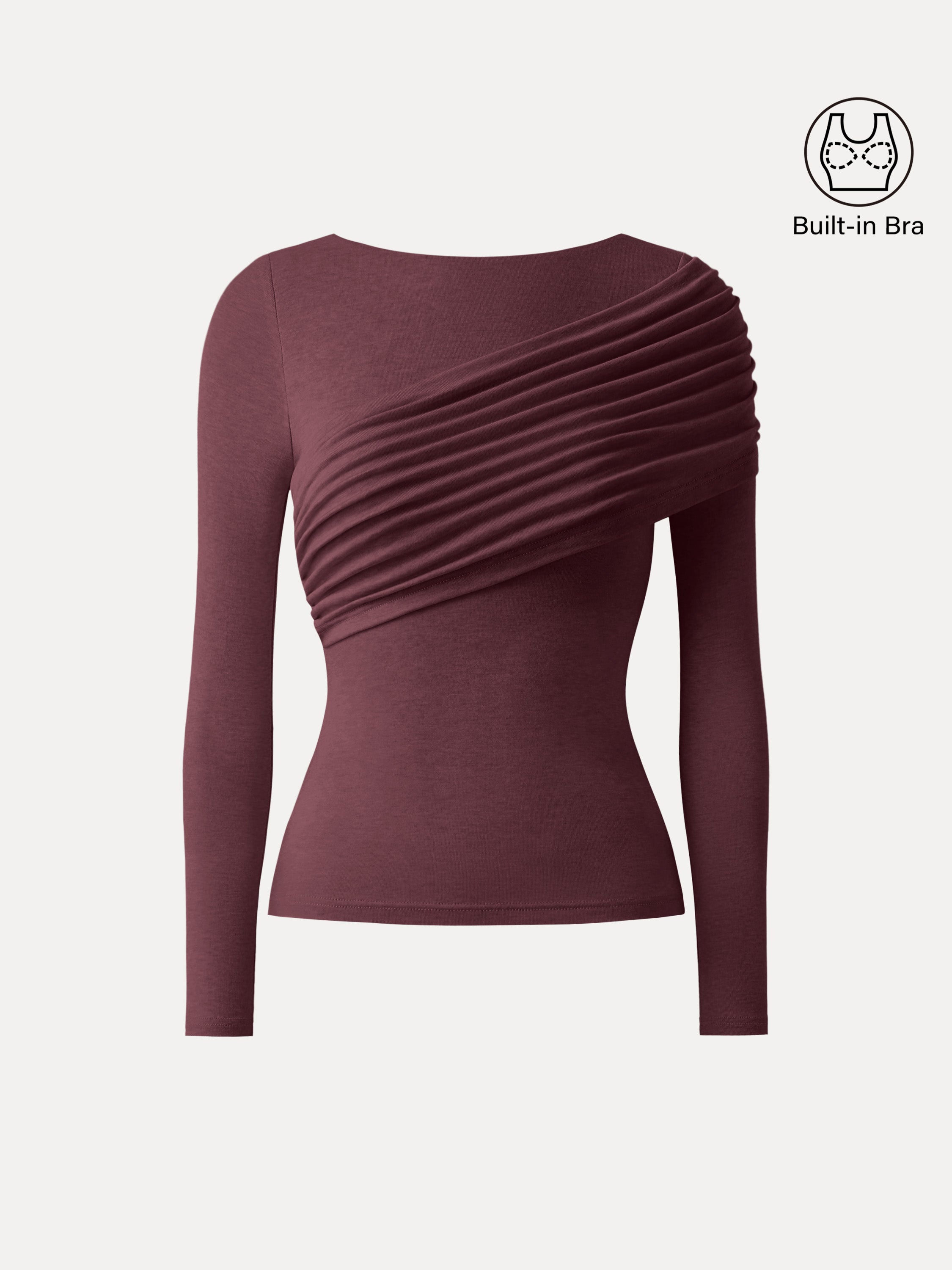Tencel-Wool Gathered Semi Sheer Long Sleeve Brami Top Heather Fog Ivory – Women > Tops > Bra Tops | FormaLuxe