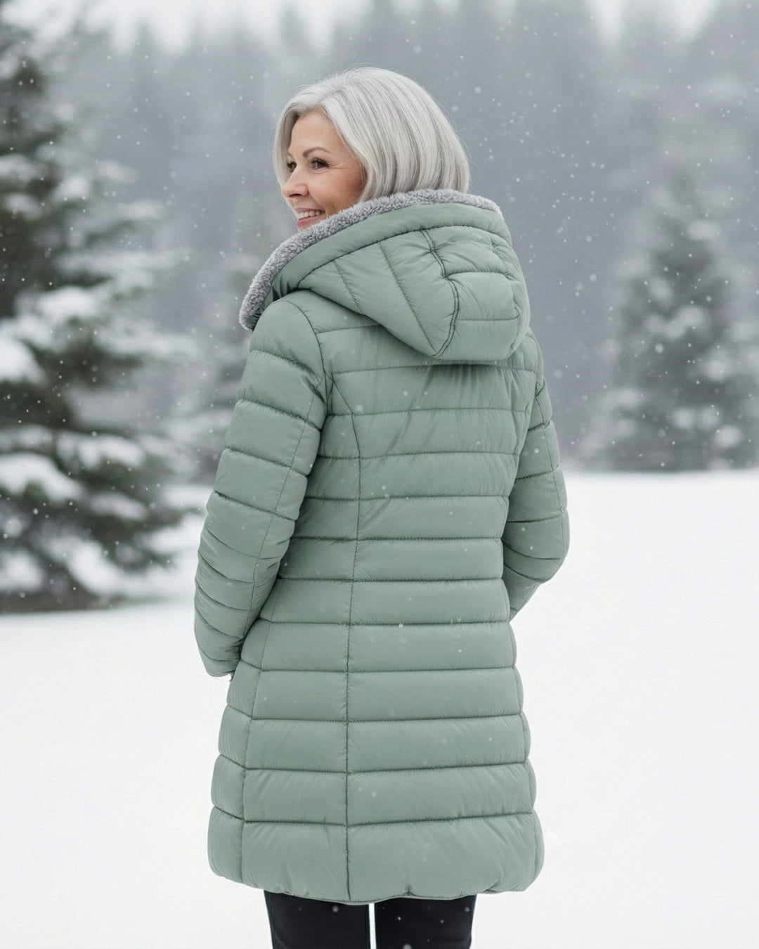 Julia - Fleece Lined Puffer Coat Dunkelgrün (Fast ausverkauft!) | FormaLuxe