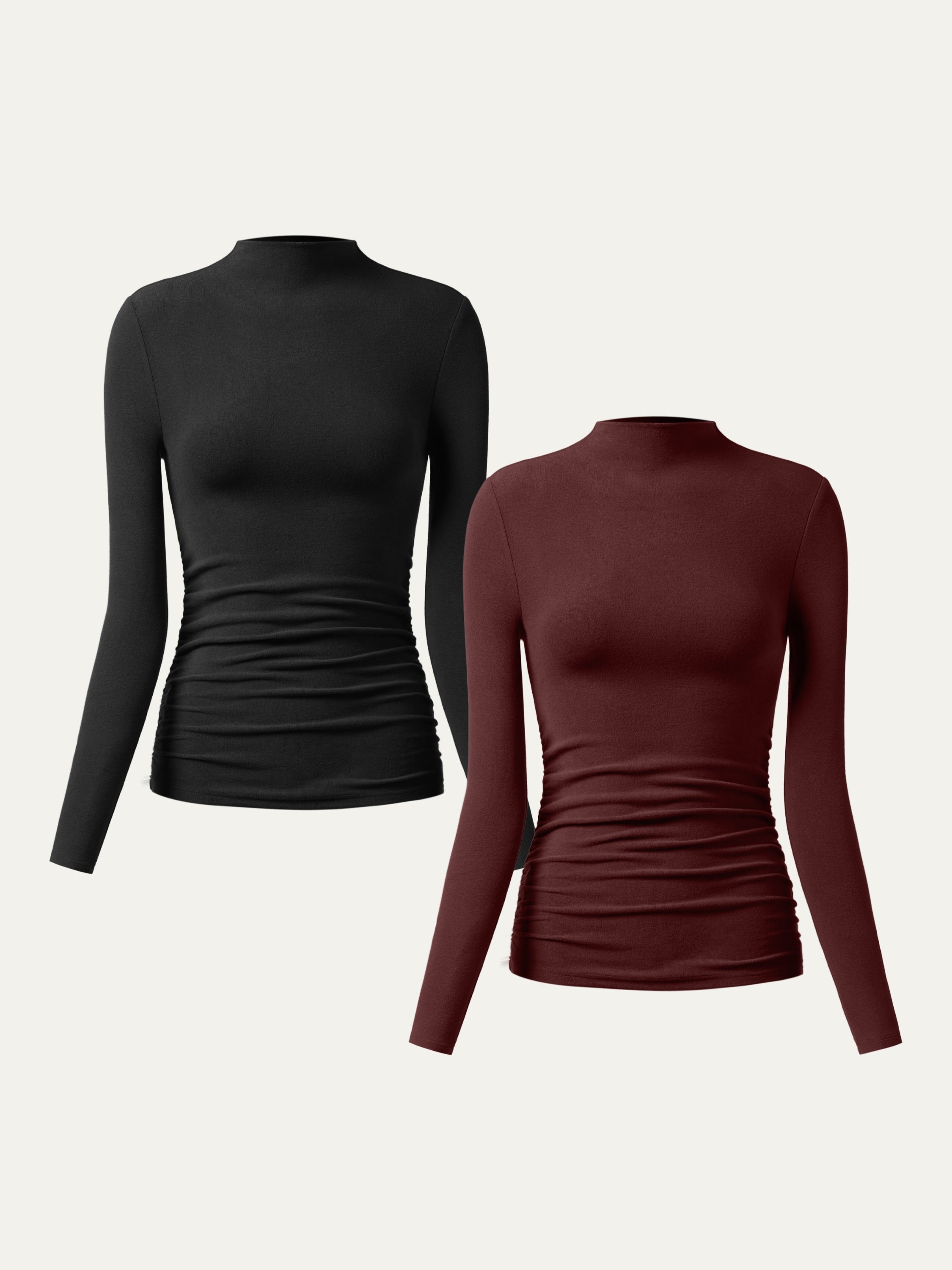 Top à col montant et côtés froncés Eco-Mousse® Off White/Dusk Blue – Femmes > Hauts > Chemises&Hauts | FormaLuxe