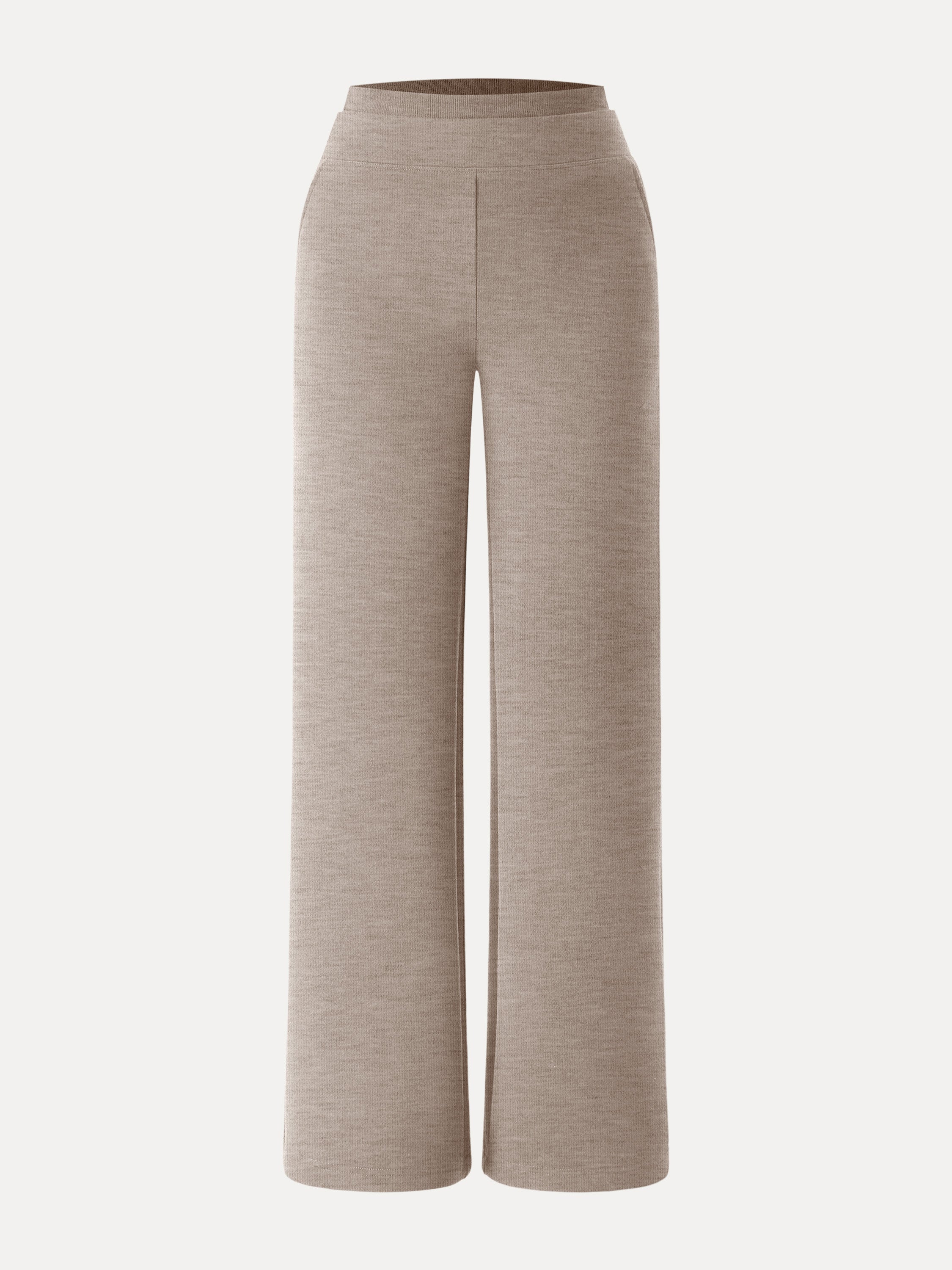 Double Waistband Straight Leg Pants with Pockets Heather Taupe – Women > Bottoms > Pants | FormaLuxe