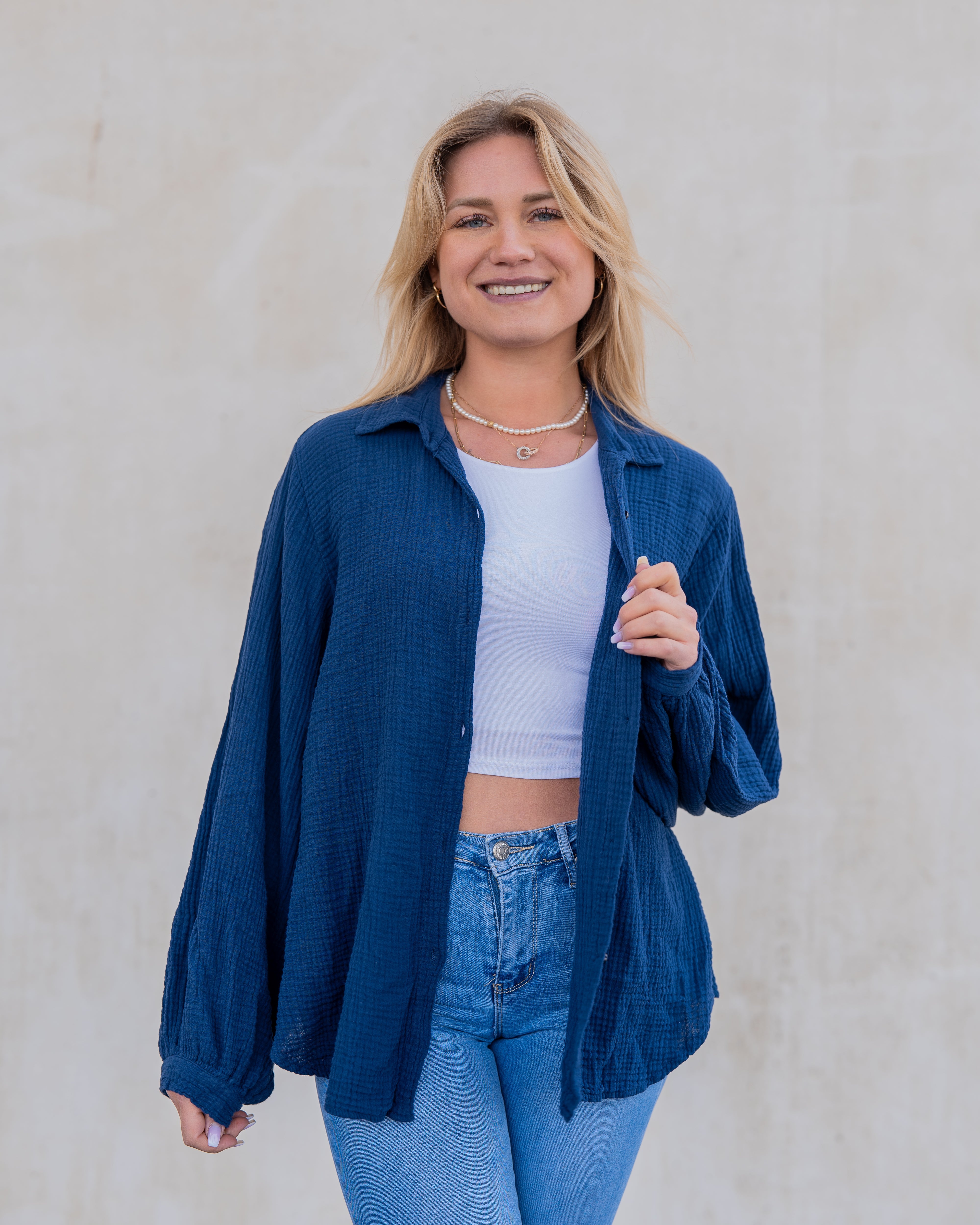 Musselin Bluse | Stella Weiß Rot – Oberteil | FormaLuxe