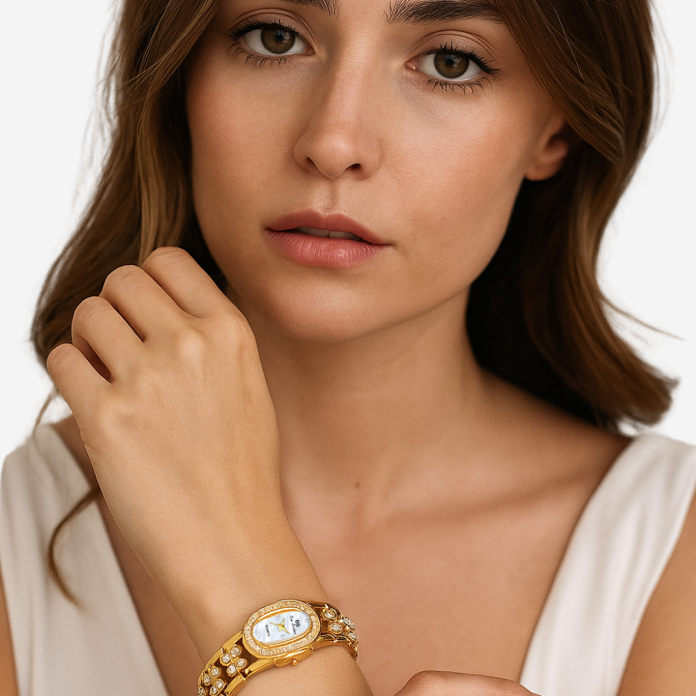Welier Veloura Damenuhr Gold mit weißem Ziffernblatt | FormaLuxe