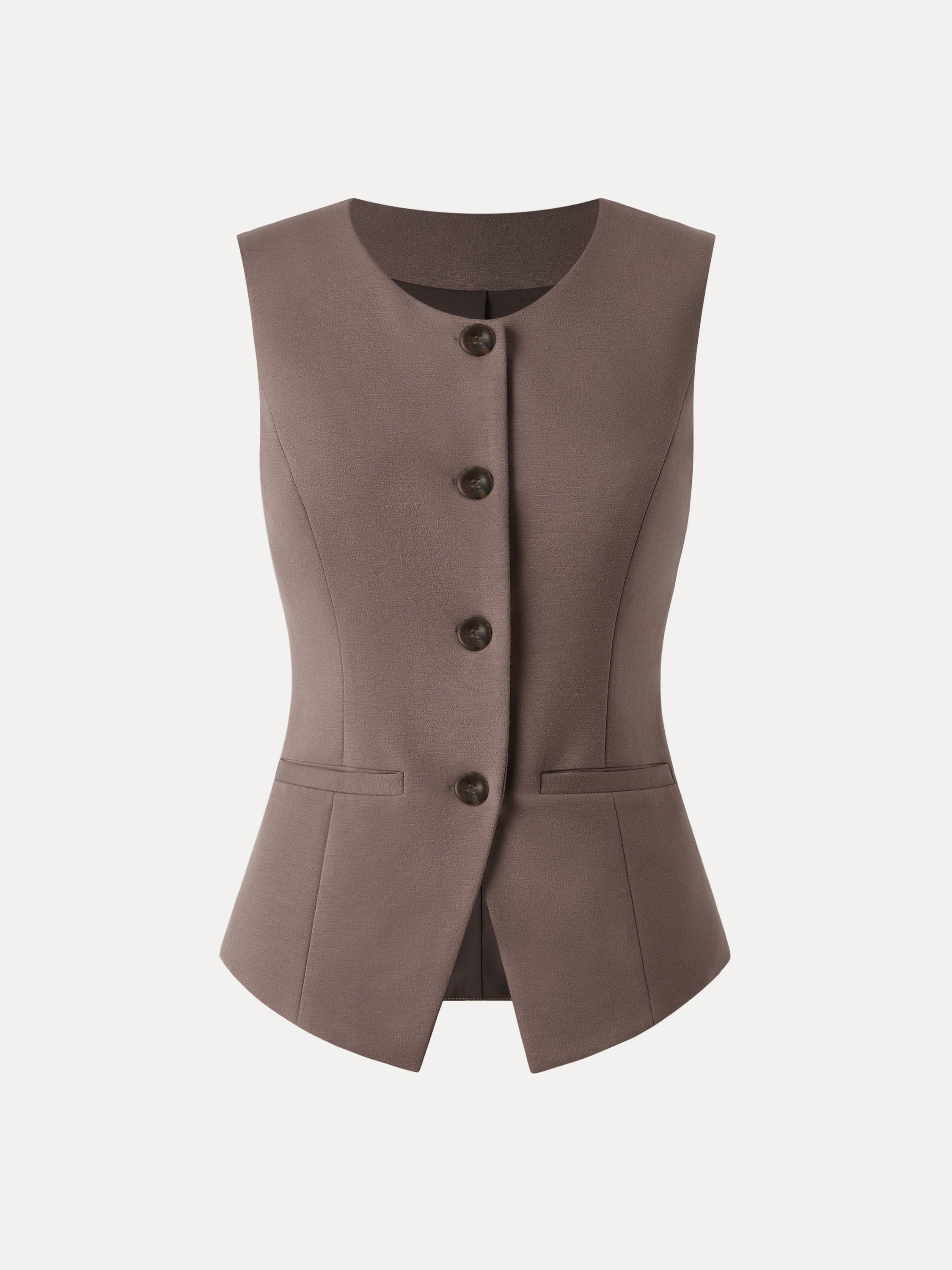 Office Staple Waistcoat with Pockets Fawn – Women > Tops > Shirts&Tops | FormaLuxe