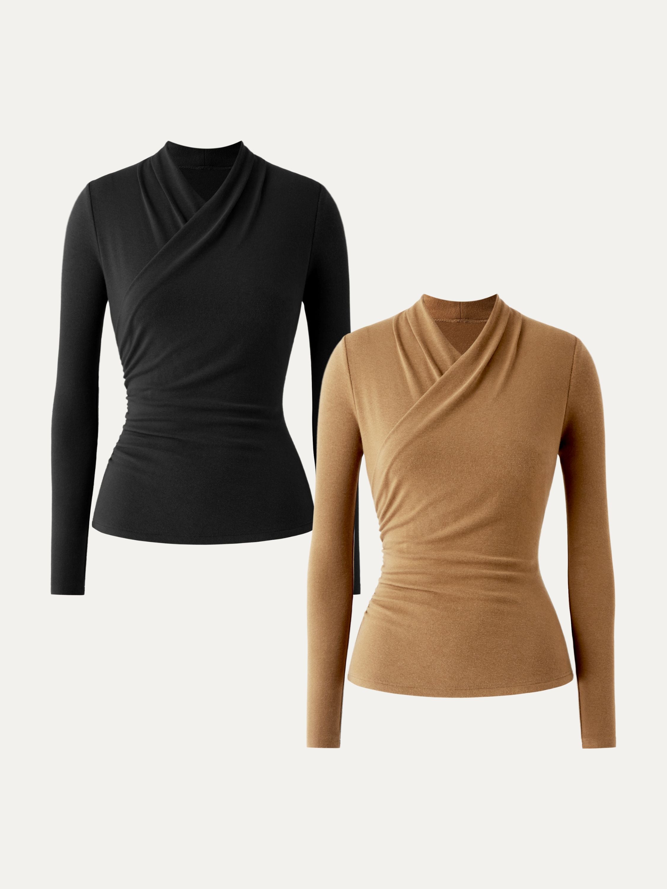2-Piece Set Surplice Long Sleeve Top