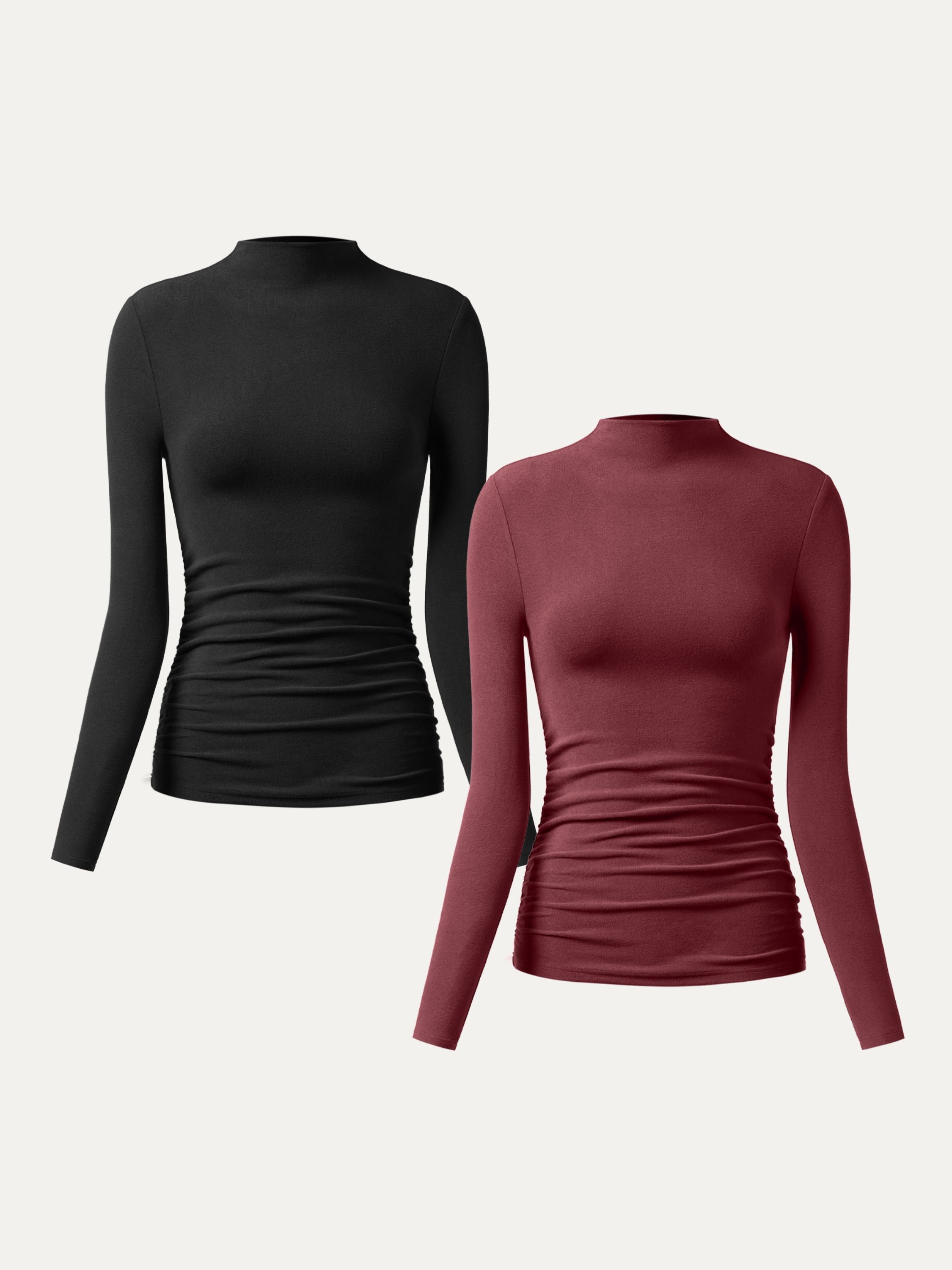 Top à col montant et côtés froncés Eco-Mousse® Off White – Femmes > Hauts > Chemises&Hauts | FormaLuxe