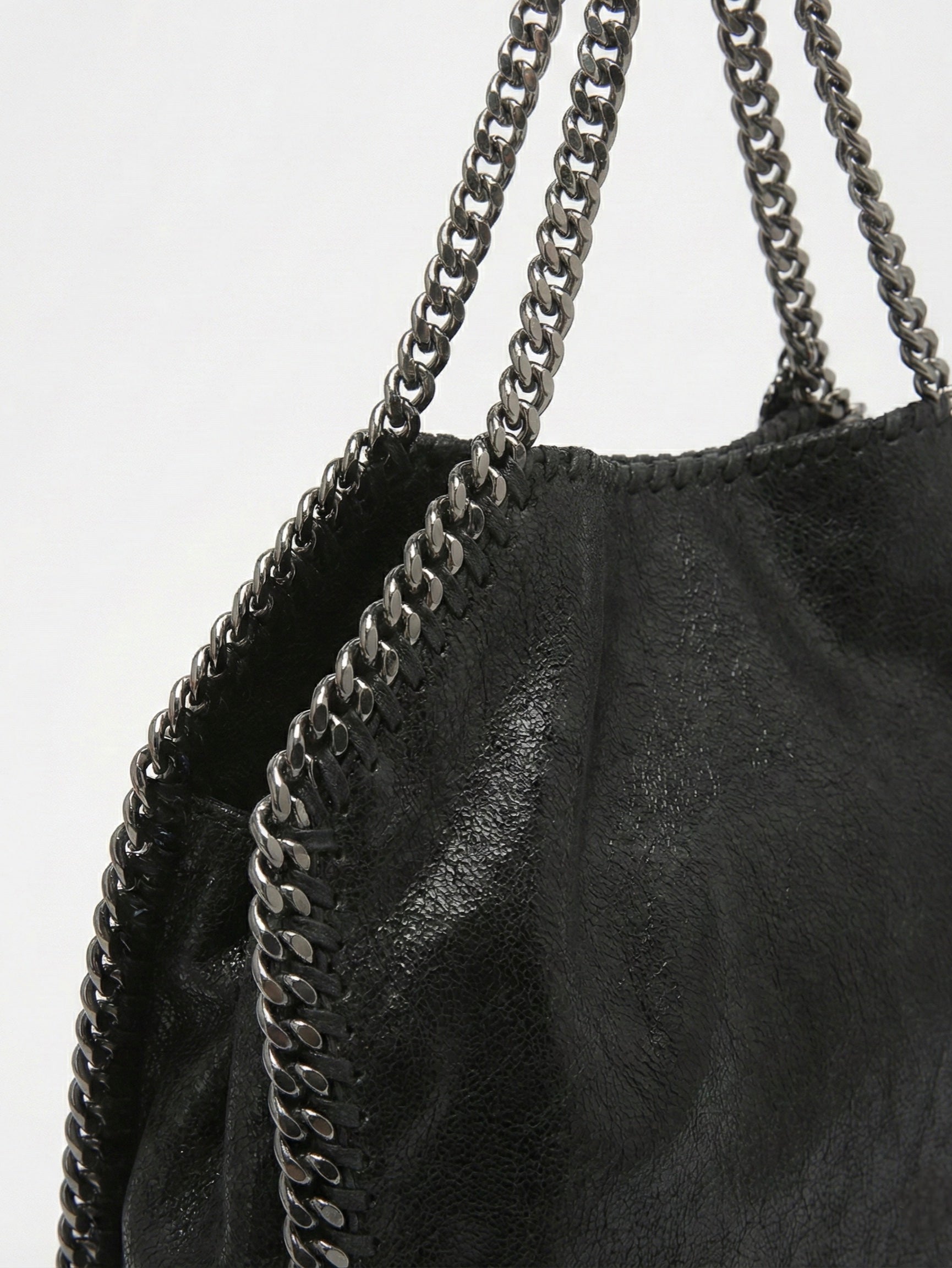 Skyla | Chain Strap Soft Faux Leather Tote Bag Black | FormaLuxe