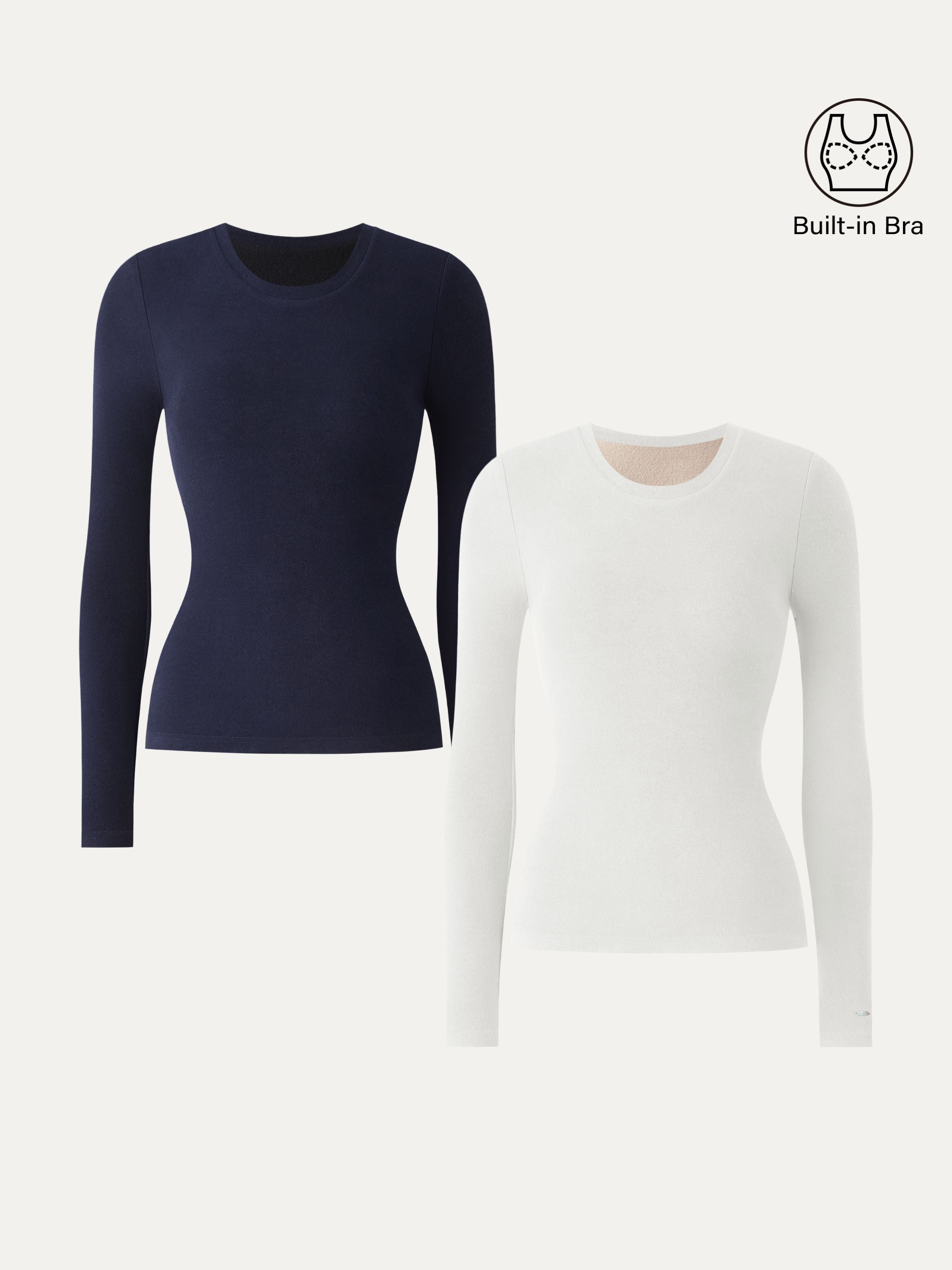 MaxWarm Crewneck Long Sleeve Brami Smoky Navy – Women > Tops > Bra Tops | FormaLuxe