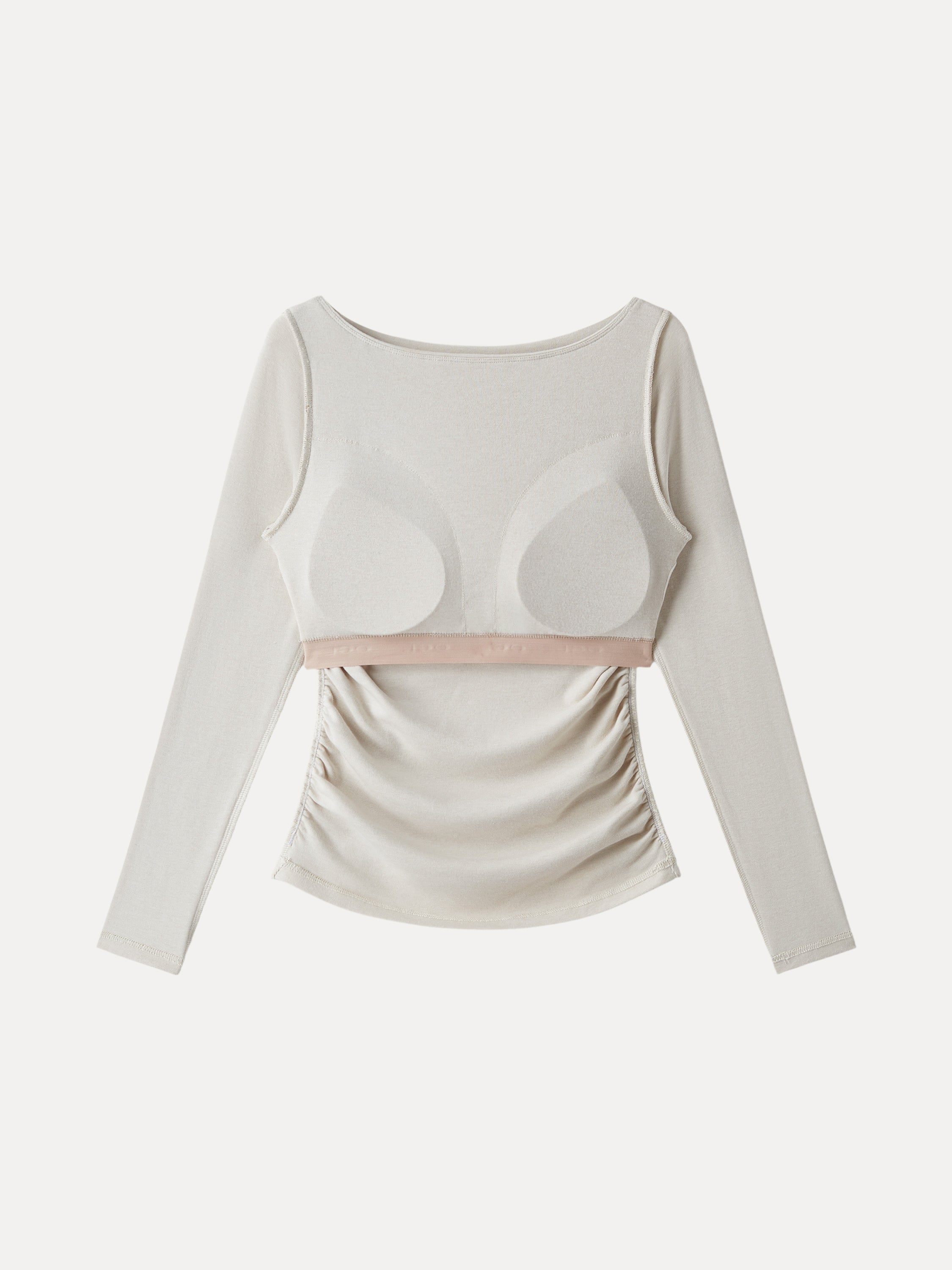Light Warm Boatneck Ruched Brami Top Cloud White – Women > Tops > Bra Tops | FormaLuxe
