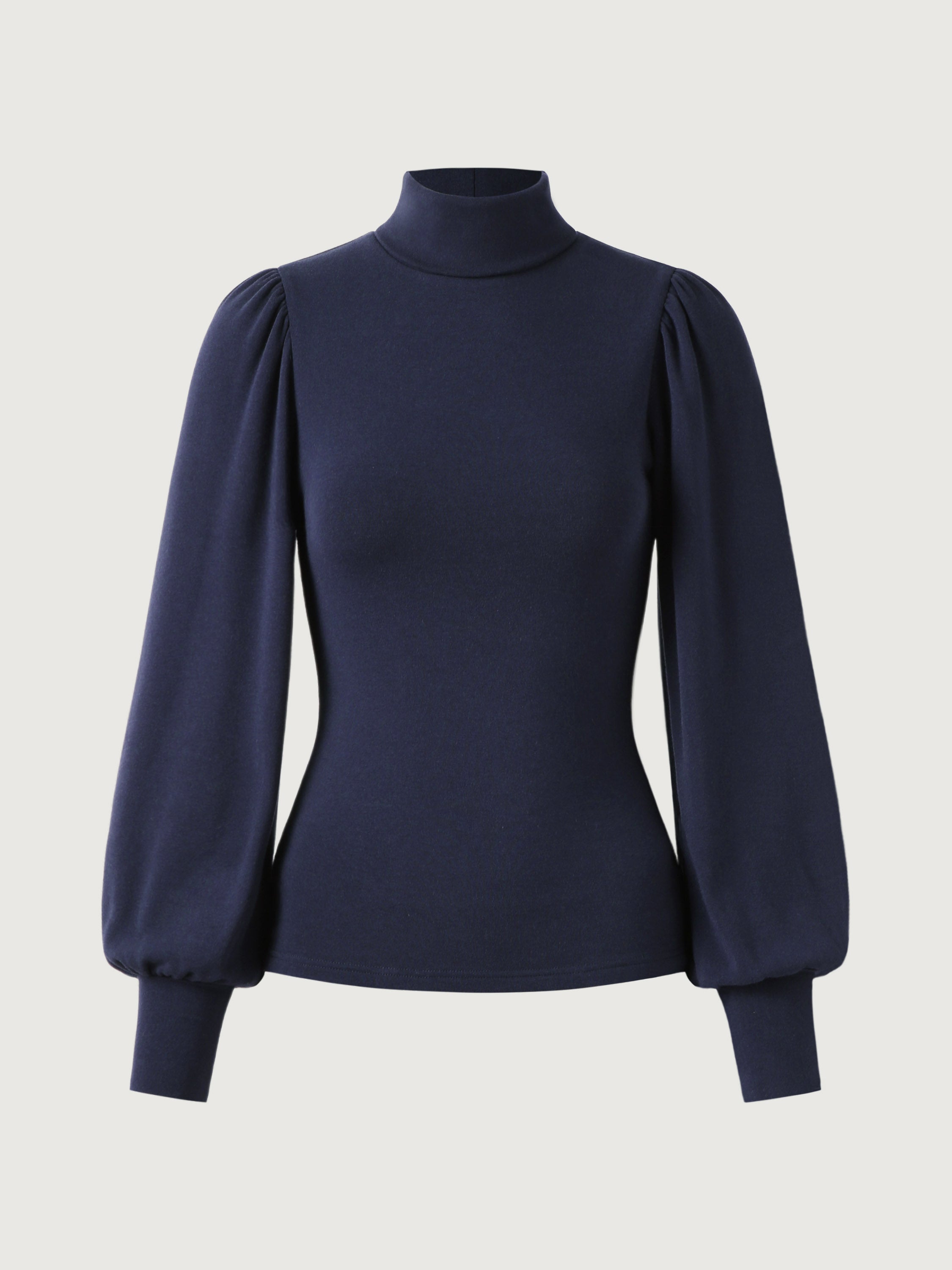 Haut à manches bouffantes à col roulé Eco-Mousse®2.0 Midnight Navy – Femmes > Hauts > Chemises&Hauts | FormaLuxe