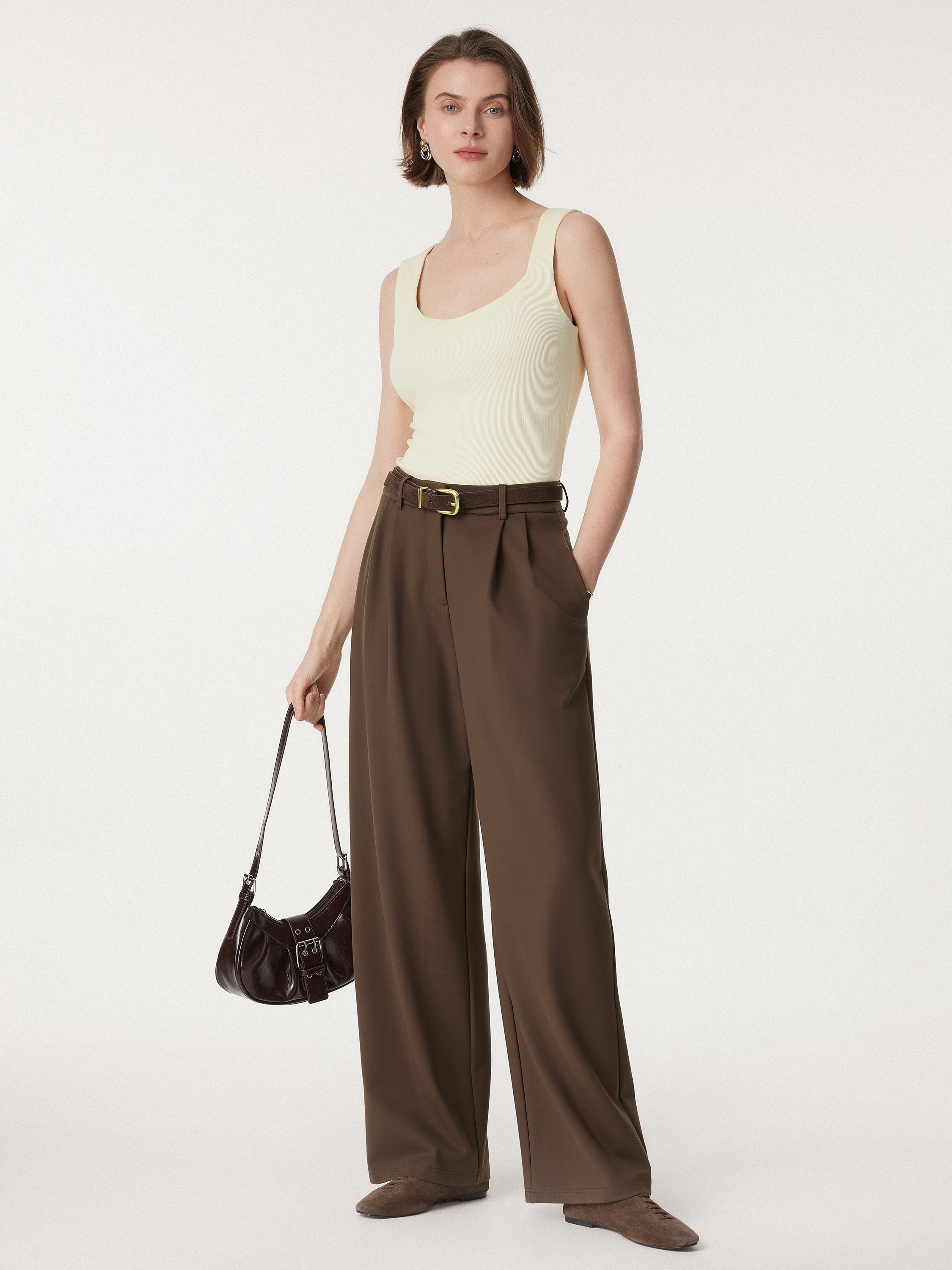 Breezy Wide Leg Pant with Pockets Pecan – Women > Bottoms > Pants | FormaLuxe