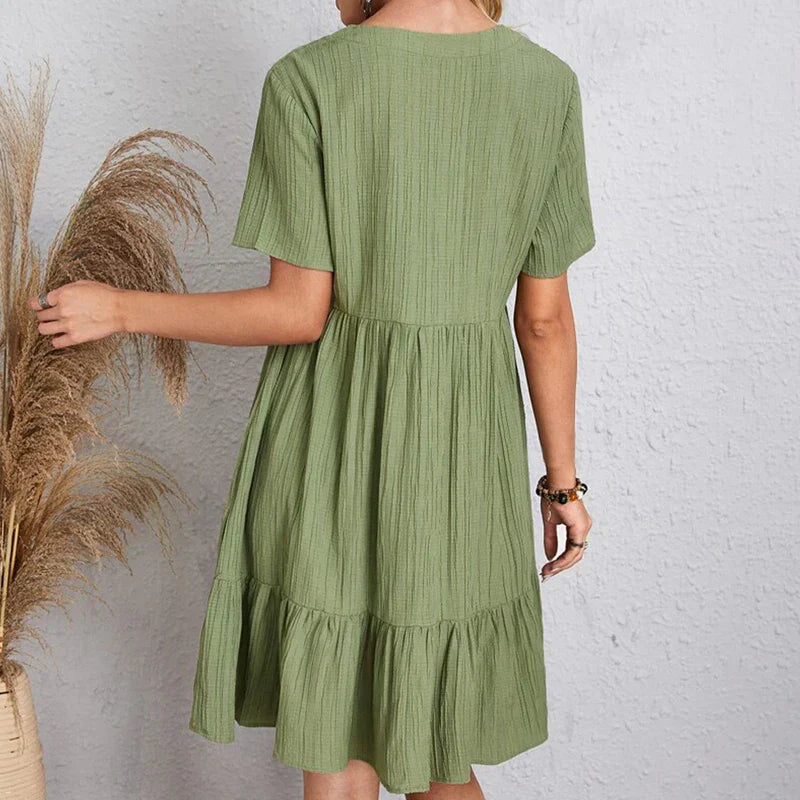 Elegantes Boho Kleid mit fließendem Schnitt Khaki | FormaLuxe