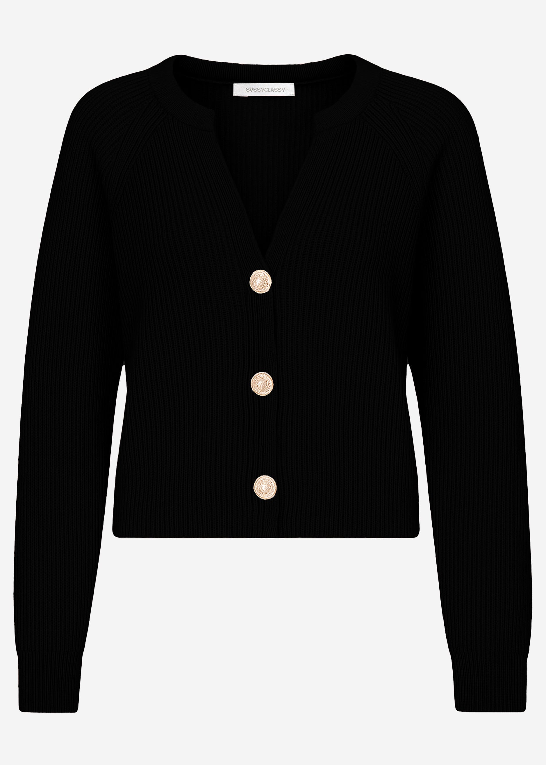 Cardigan mit V-Ausschnitt - schwarz – Bekleidung > Cardigans | FormaLuxe