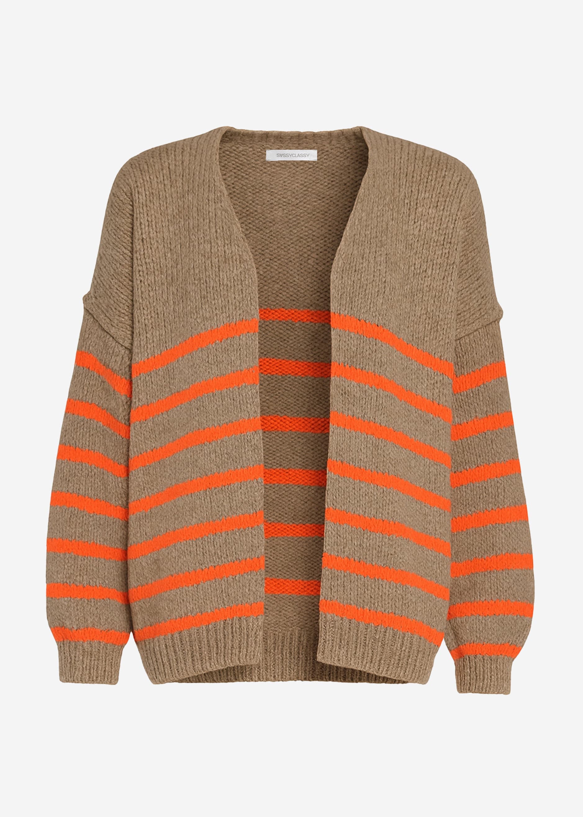 Gestreifter Cardigan mit Außennähten - beige – Bekleidung > Cardigans | FormaLuxe