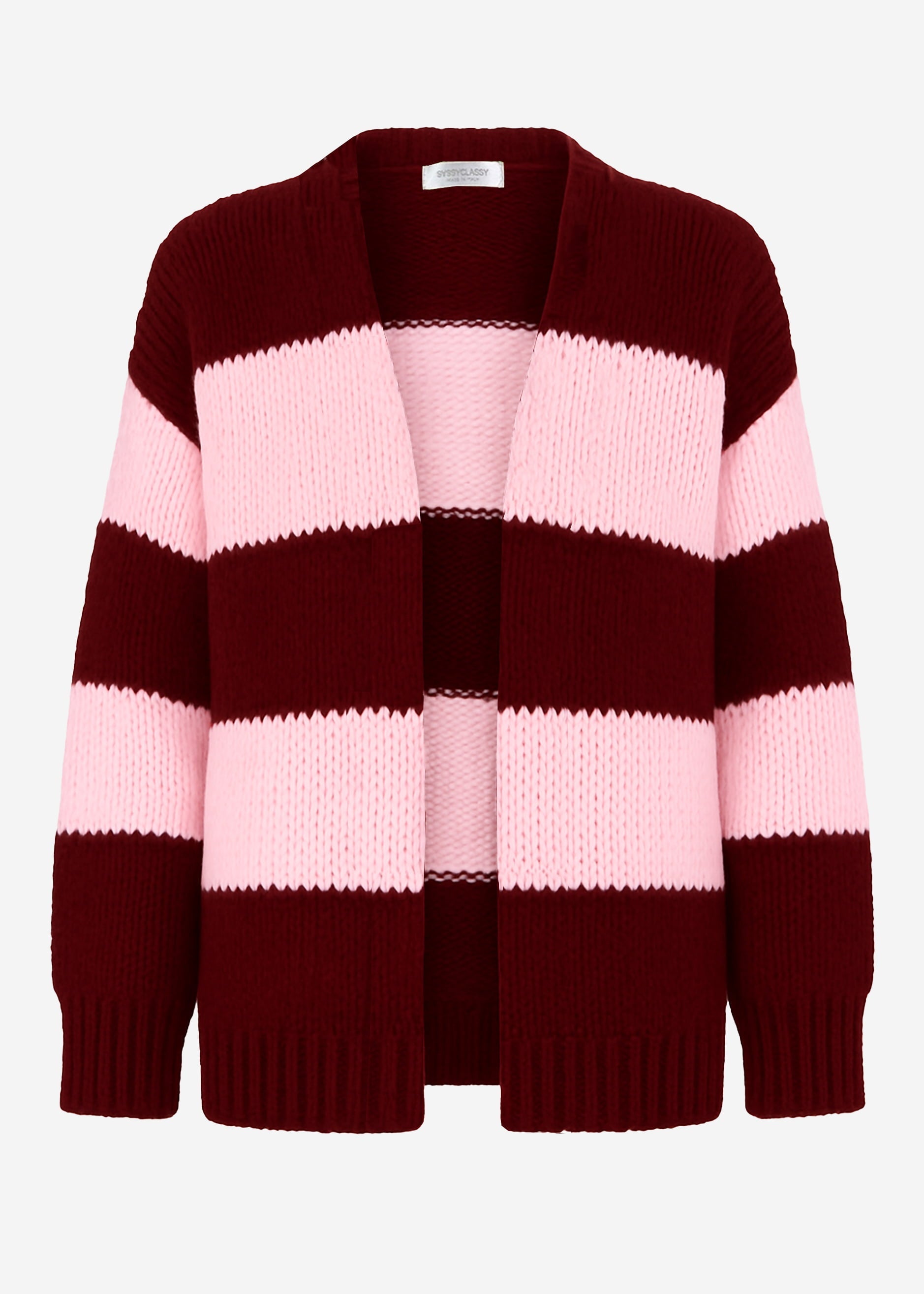 Gestreifter oversize Cardigan - burgundy – Bekleidung > Cardigans | FormaLuxe