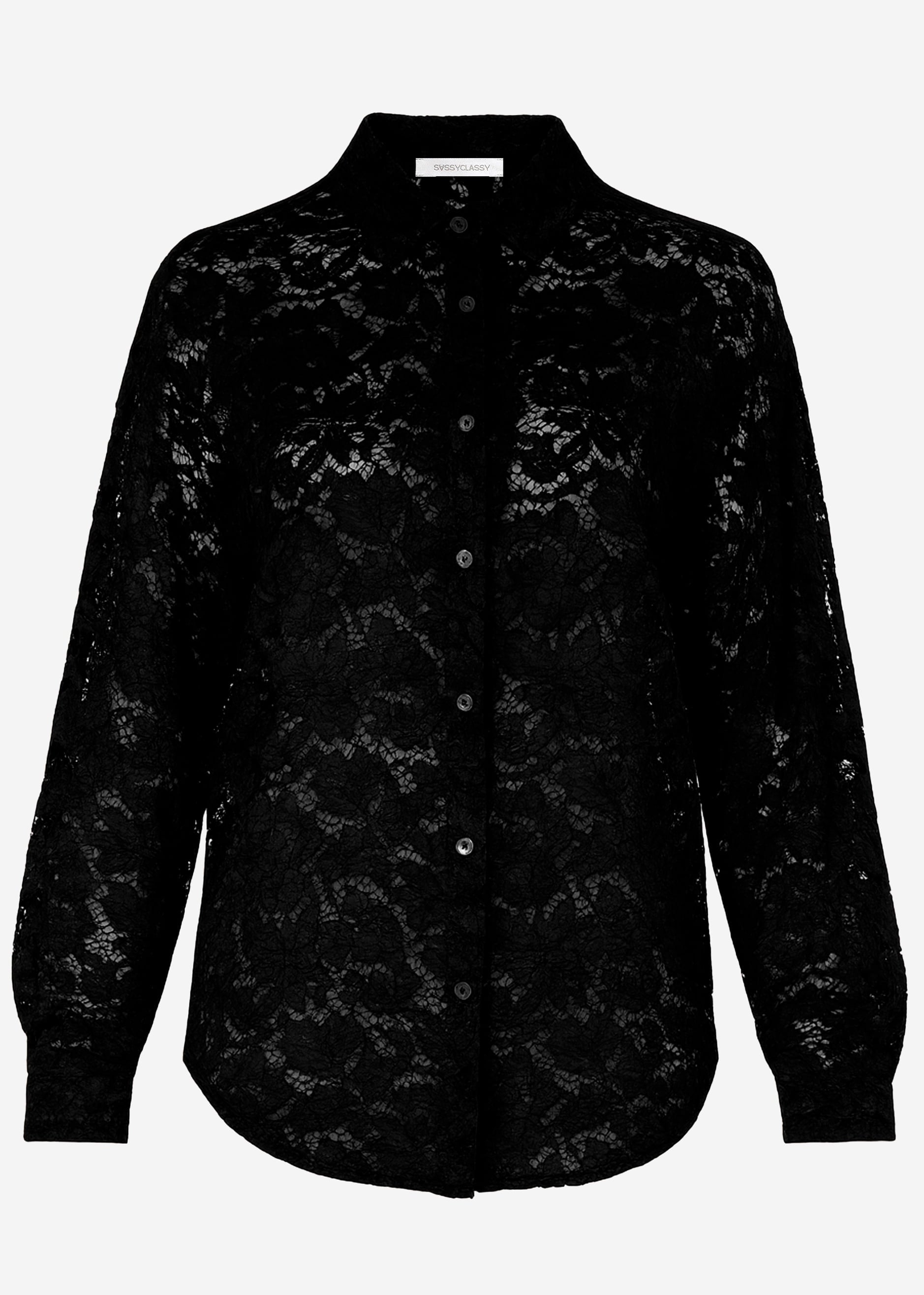 Bluse aus transparenter Spitze - schwarz – Bekleidung > Blusen | FormaLuxe