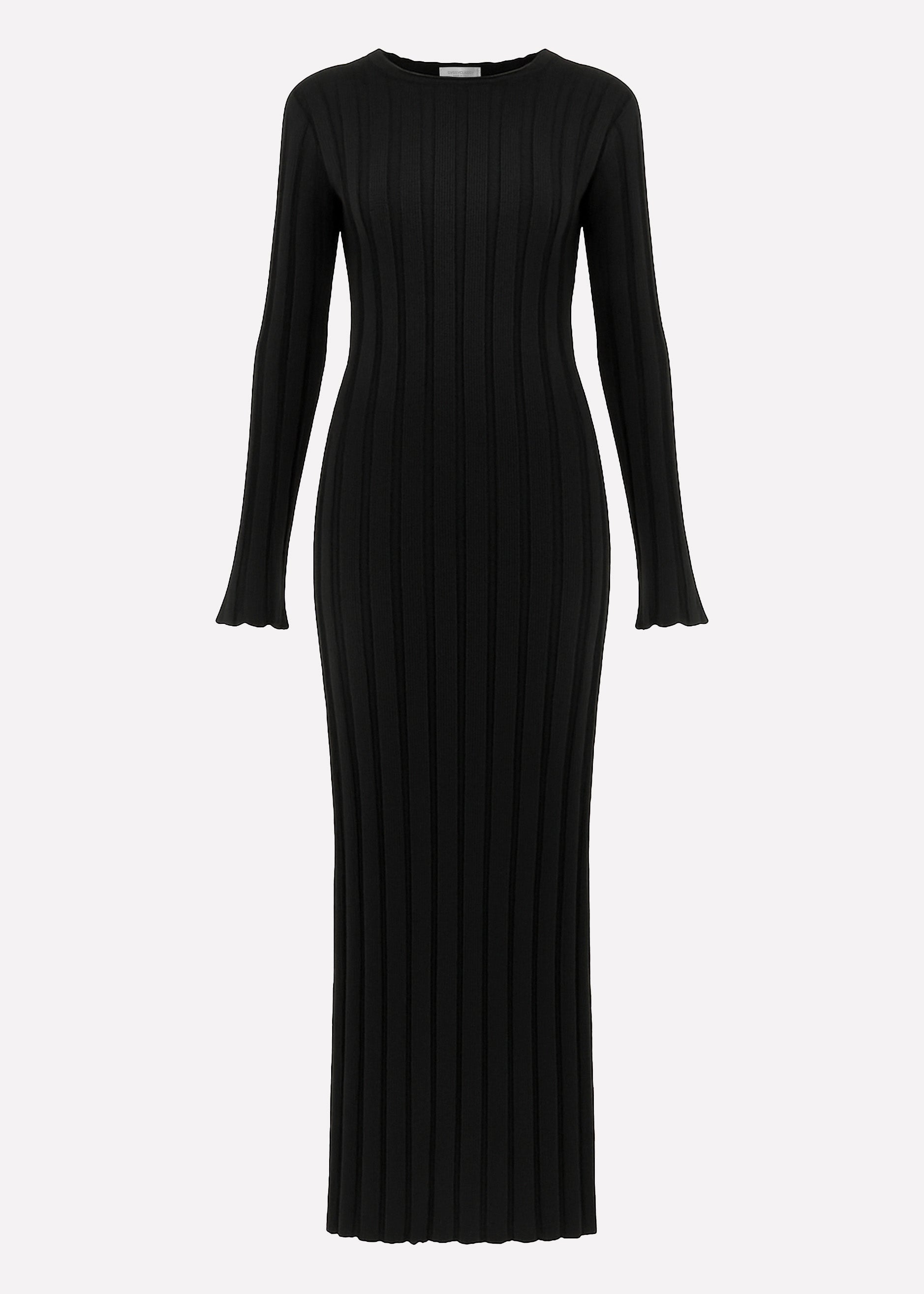 Vivienne – Schwarzes, geripptes Maxikleid aus Strick – Bekleidung > Kleider | FormaLuxe