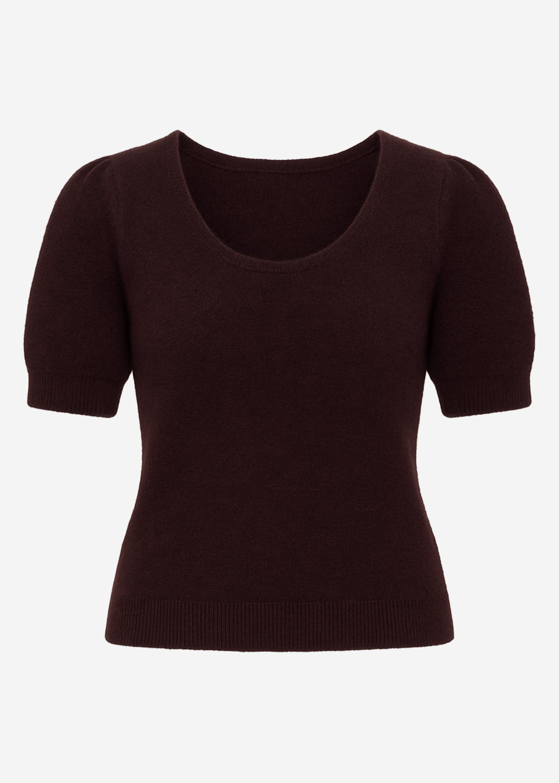 Strickoberteil mit Puffärmeln - aubergine-braun – Bekleidung > Pullover | FormaLuxe