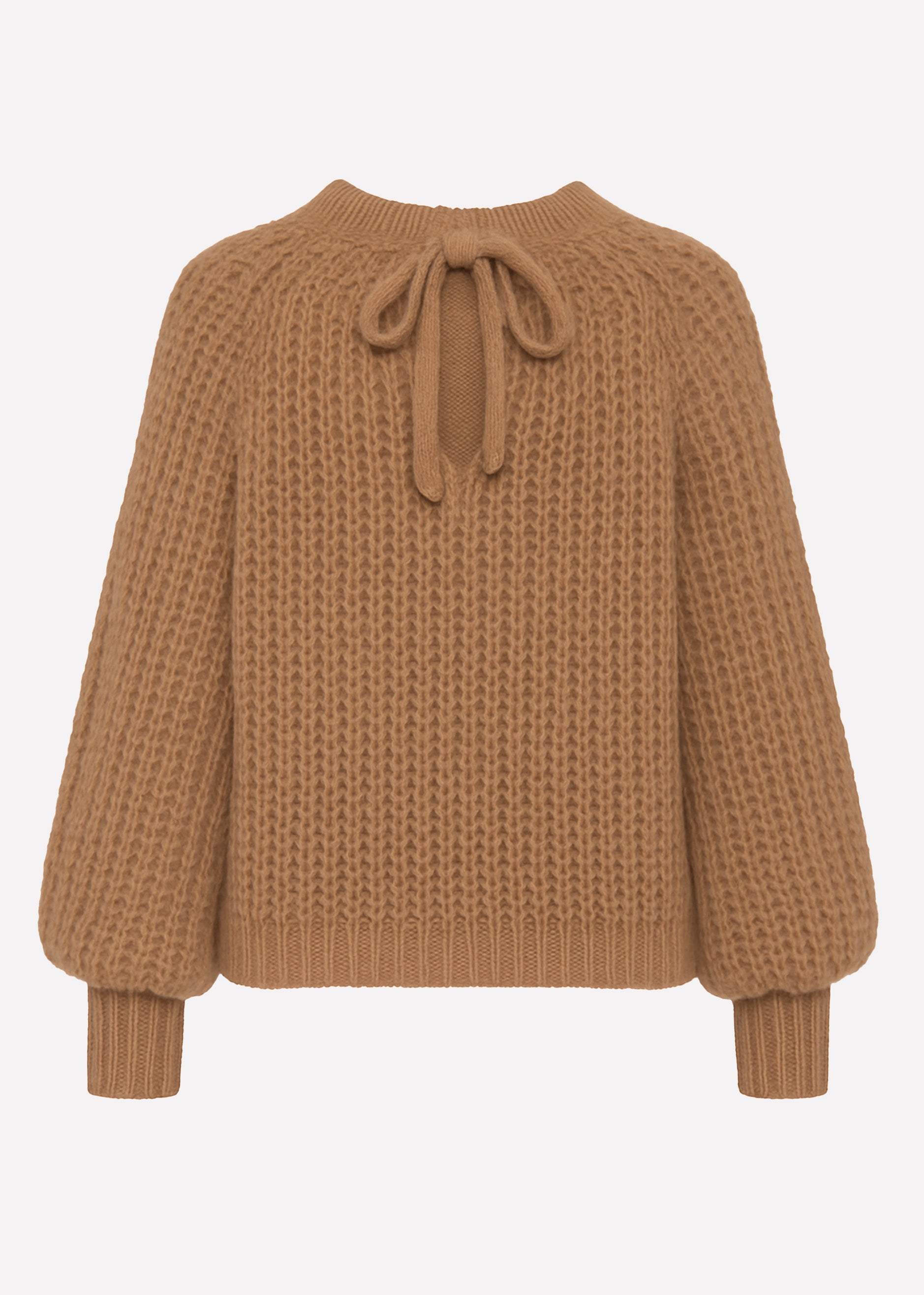 Grobstrickpullover mit Schleifendetail - braun – Bekleidung > Pullover | FormaLuxe