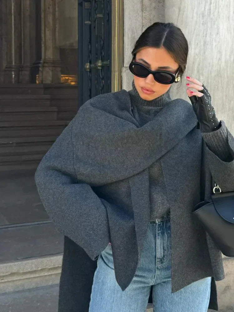 Iris | Oversized Warm Coat Dark Grey | FormaLuxe