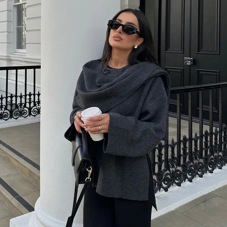 Iris | Oversized Warm Coat Dark Grey | FormaLuxe