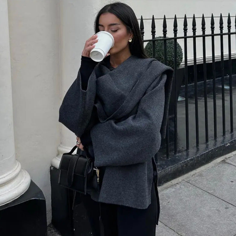 Iris | Oversized Warm Coat Dark Grey | FormaLuxe