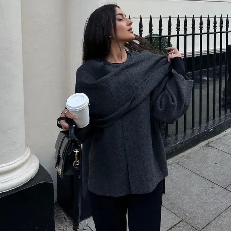 Iris | Oversized Warm Coat Dark Grey | FormaLuxe