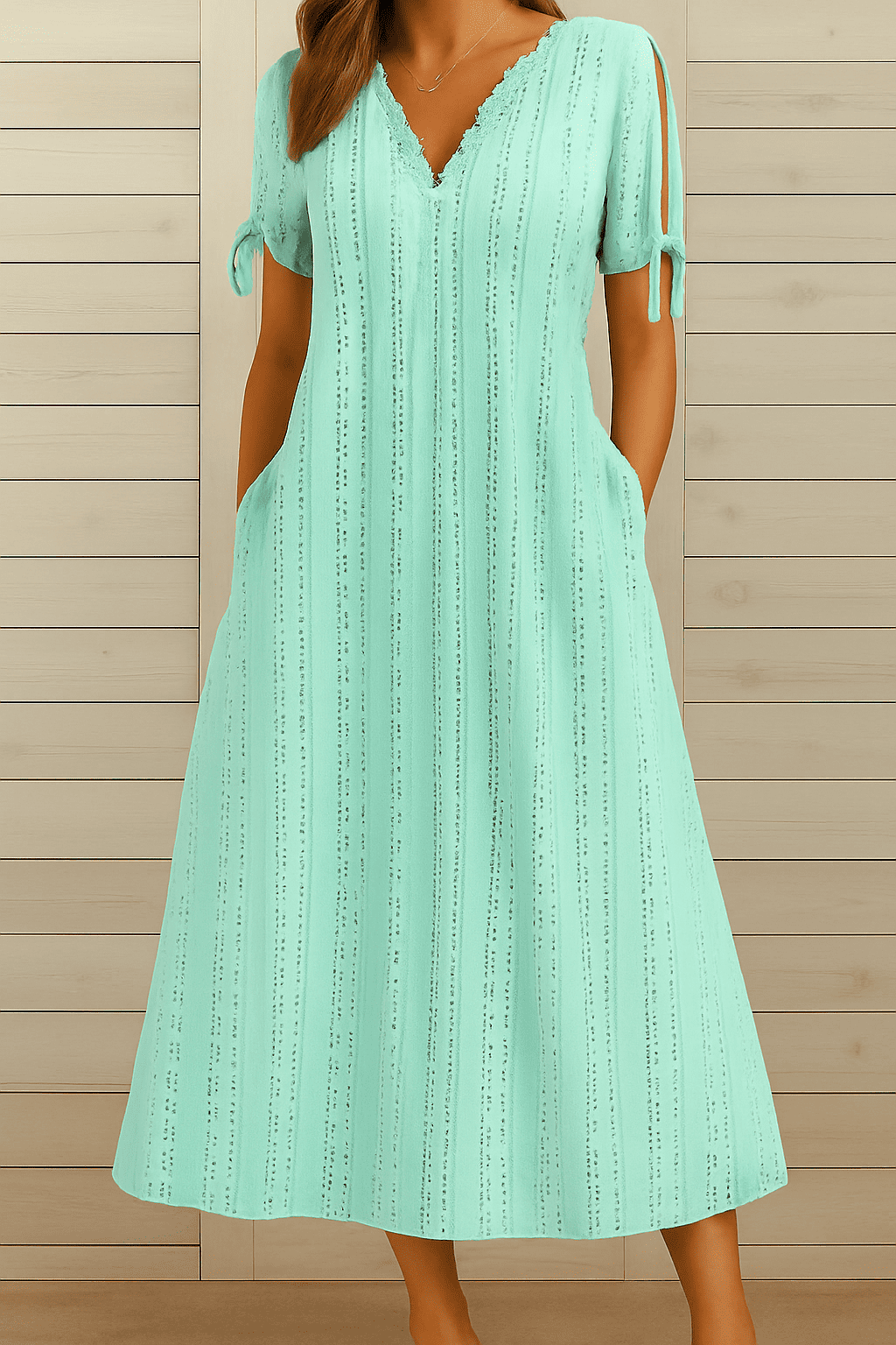 Elegantes Kleid mit V-Ausschnitt – Jetzt 2 zum Preis von 1 Weiß – Kleidung & Accessoires | FormaLuxe