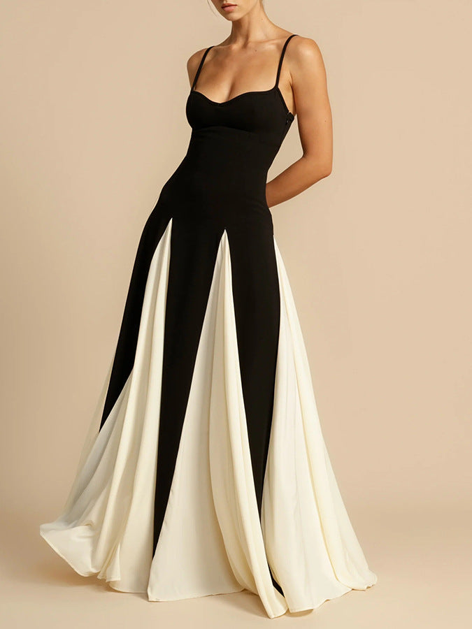 Charlotte | Ärmelloses Maxikleid Schwarz & Weiß | FormaLuxe