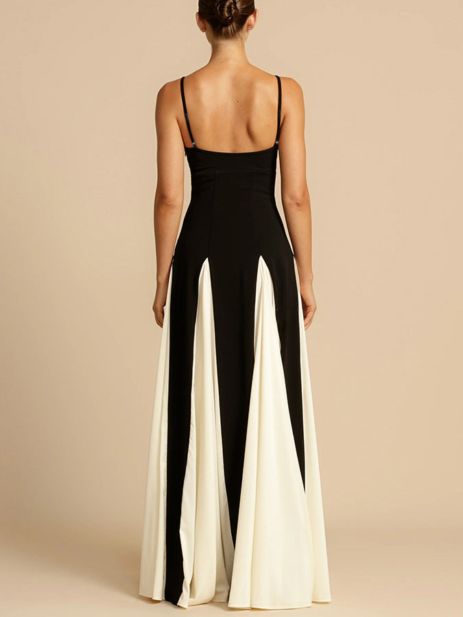 Charlotte | Ärmelloses Maxikleid Schwarz & Weiß | FormaLuxe