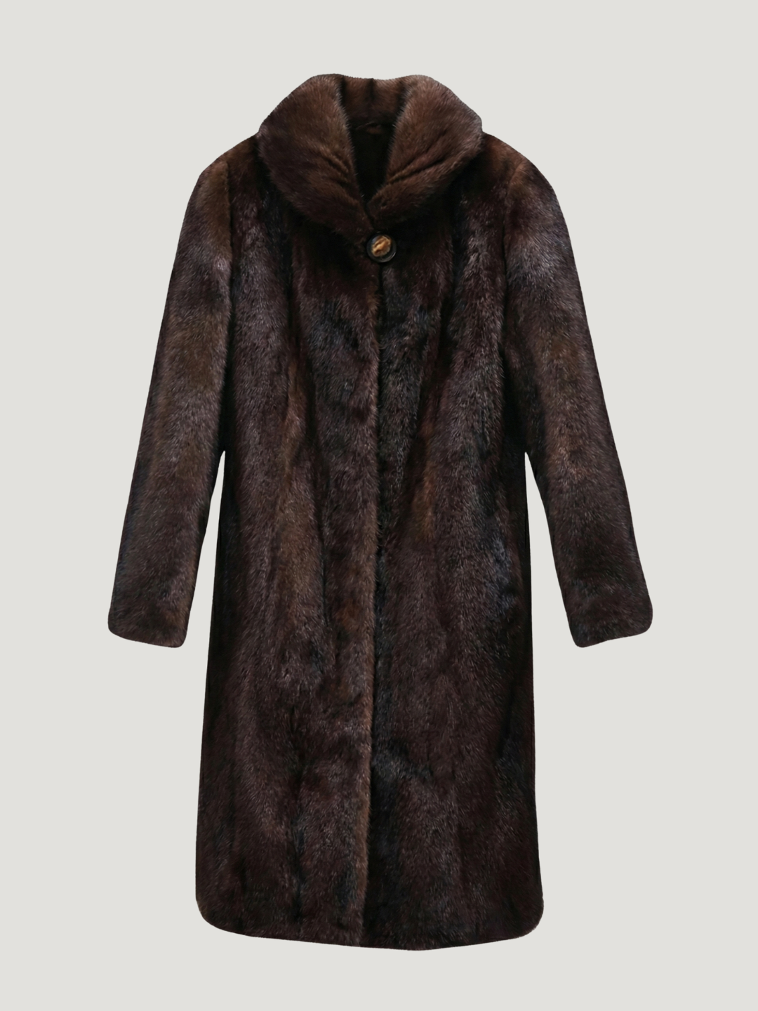 Scarlet | Manteau maxi en fausse fourrure Brun foncé | FormaLuxe