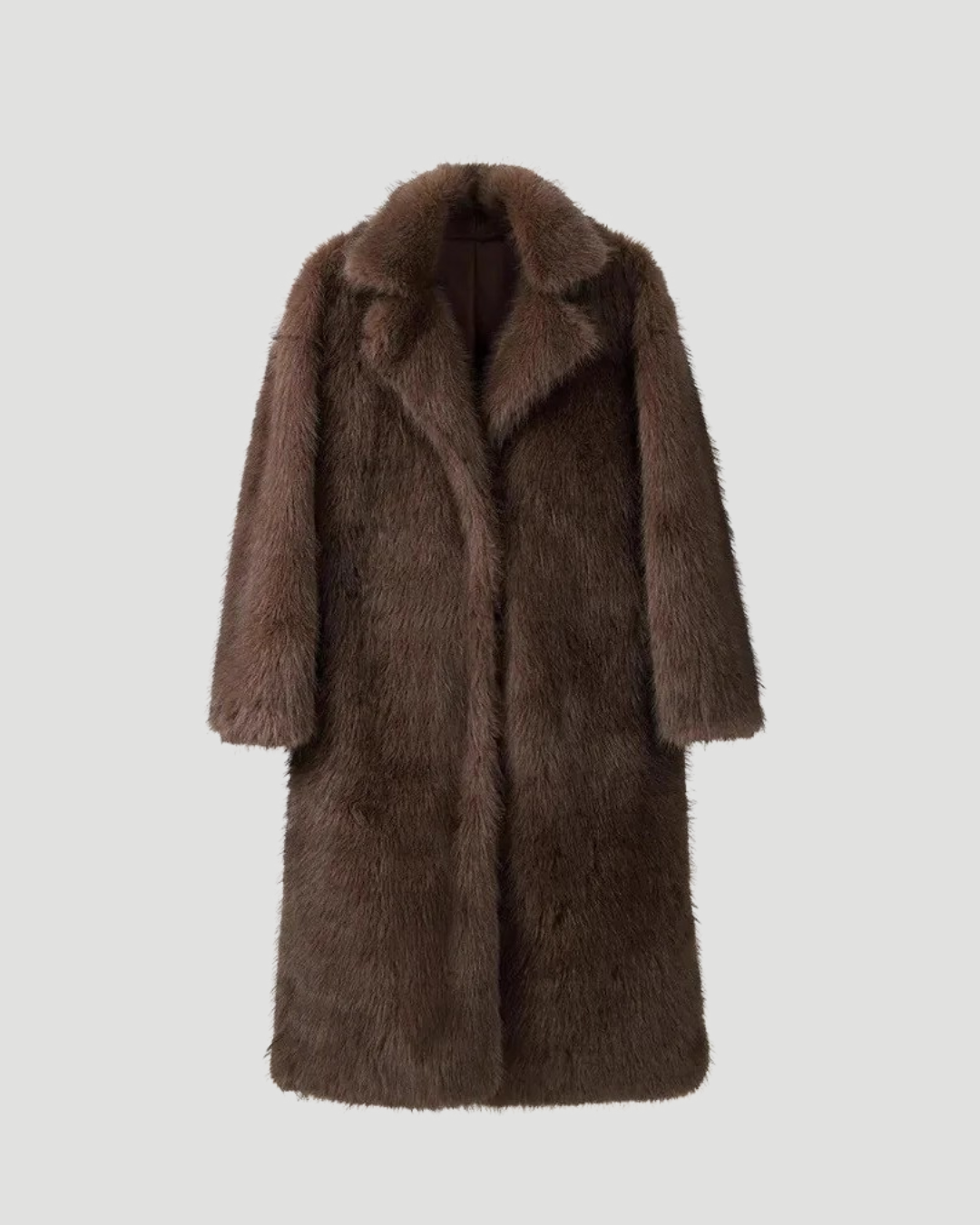 Erin | Manteau d'hiver long en fausse fourrure Brun | FormaLuxe