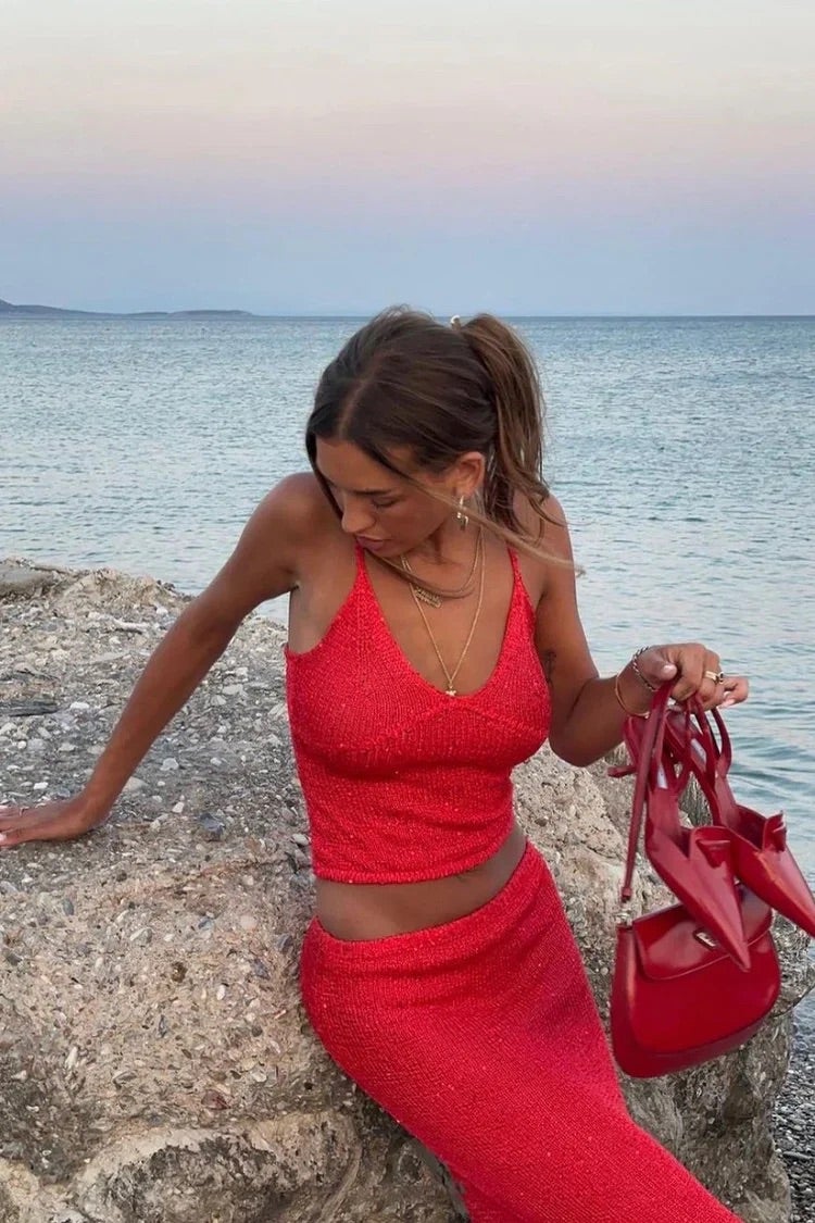 Lyla | Elegantes Strick-Set Red | FormaLuxe
