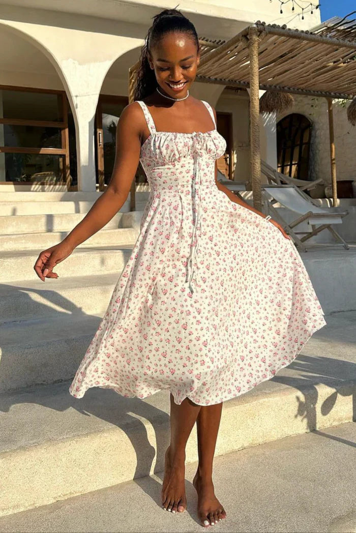 Meredith | Midi-Kleid mit Korsett Weiß | FormaLuxe