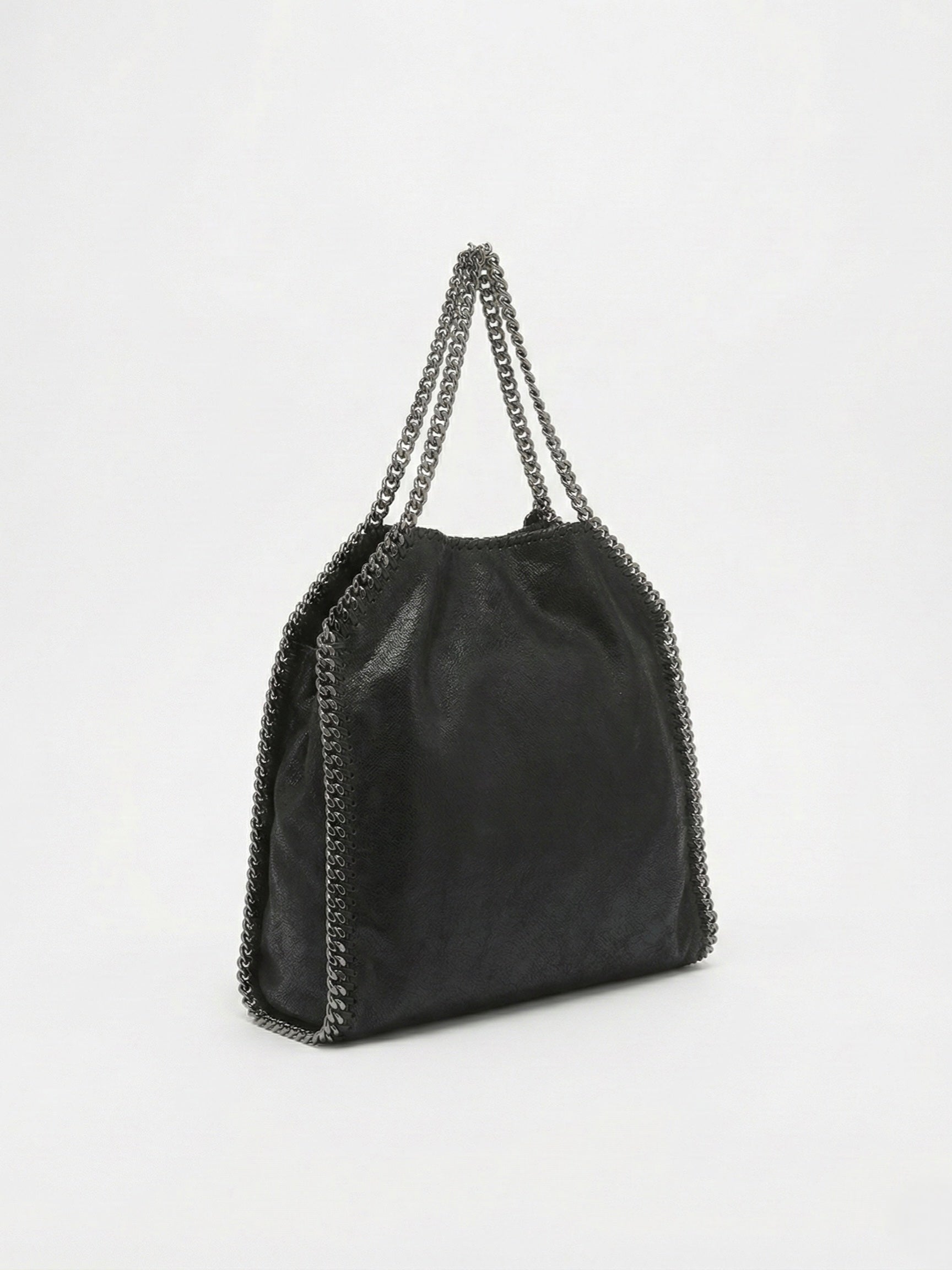 Skyla | Chain Strap Soft Faux Leather Tote Bag Black | FormaLuxe