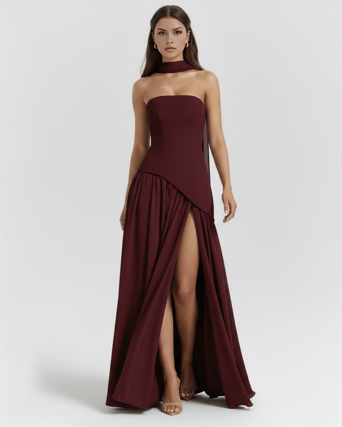 Deau Maxikleid Weinrot – Core Gown Length Dress | FormaLuxe