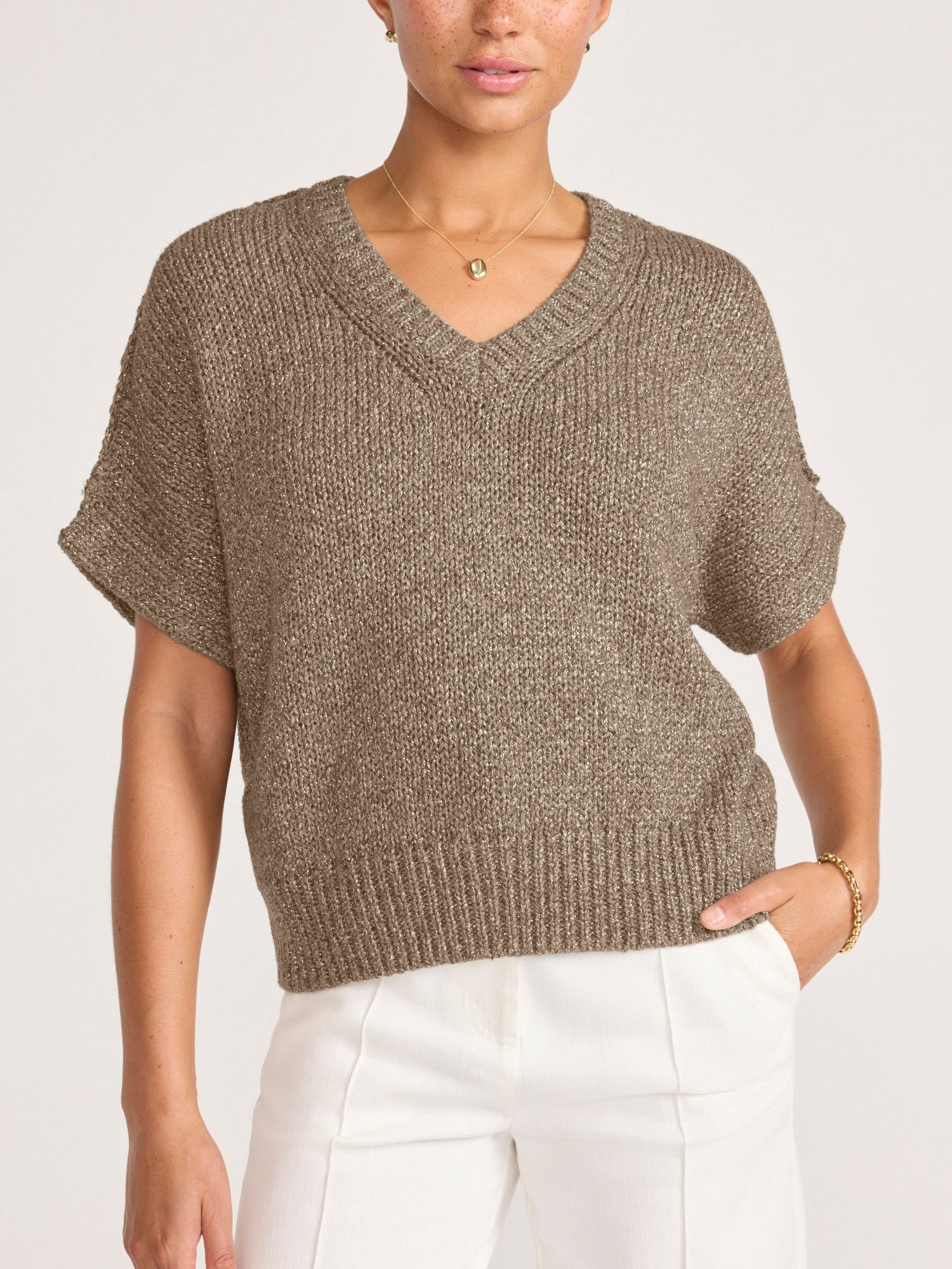 The Gaia Metallic Tee – Tops | FormaLuxe
