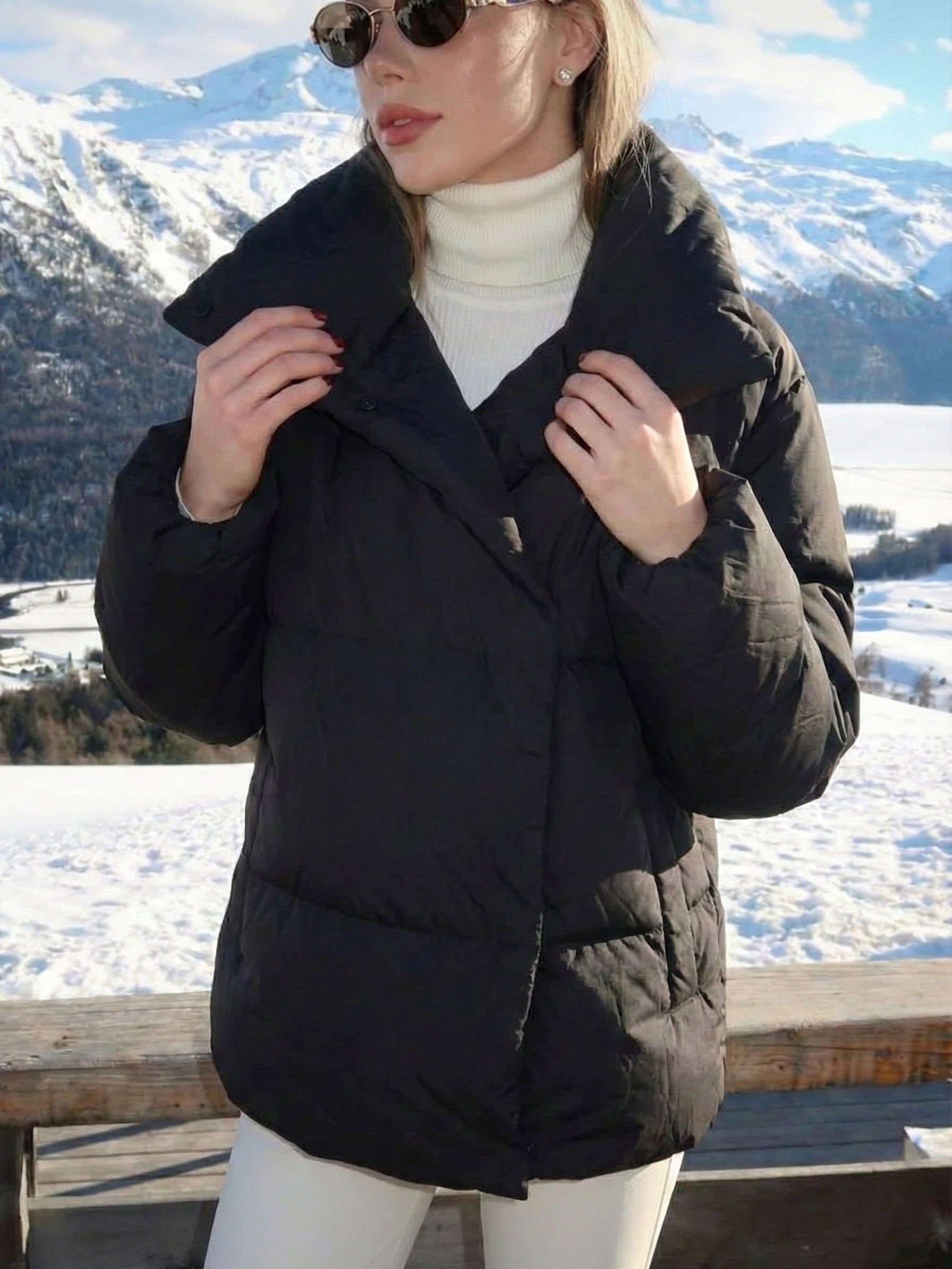 Maddison | Doudoune oversize à col montant Noir | FormaLuxe