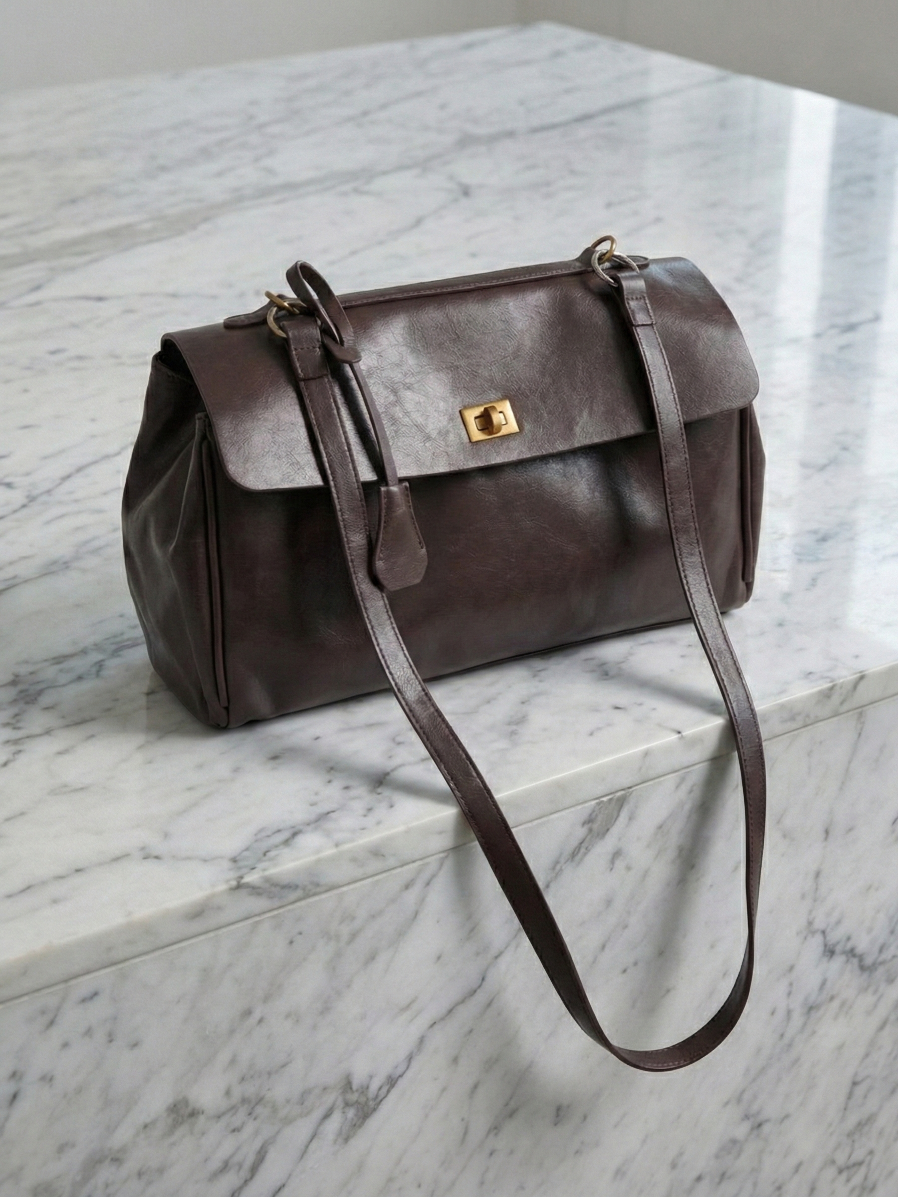 Cecil | Structured Shoulder Bag Dark Brown | FormaLuxe