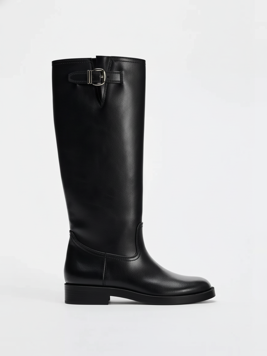 Bottes hautes à boucle en similicuir Days | Noir | FormaLuxe