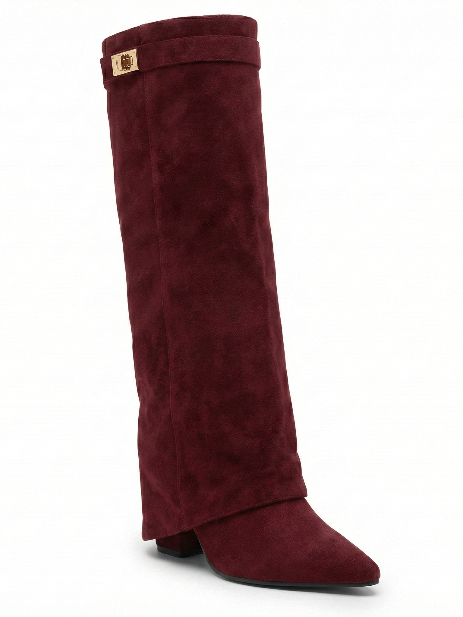 Bottes hautes en daim pour femmes, tige droite fine et bout pointu Noir | FormaLuxe