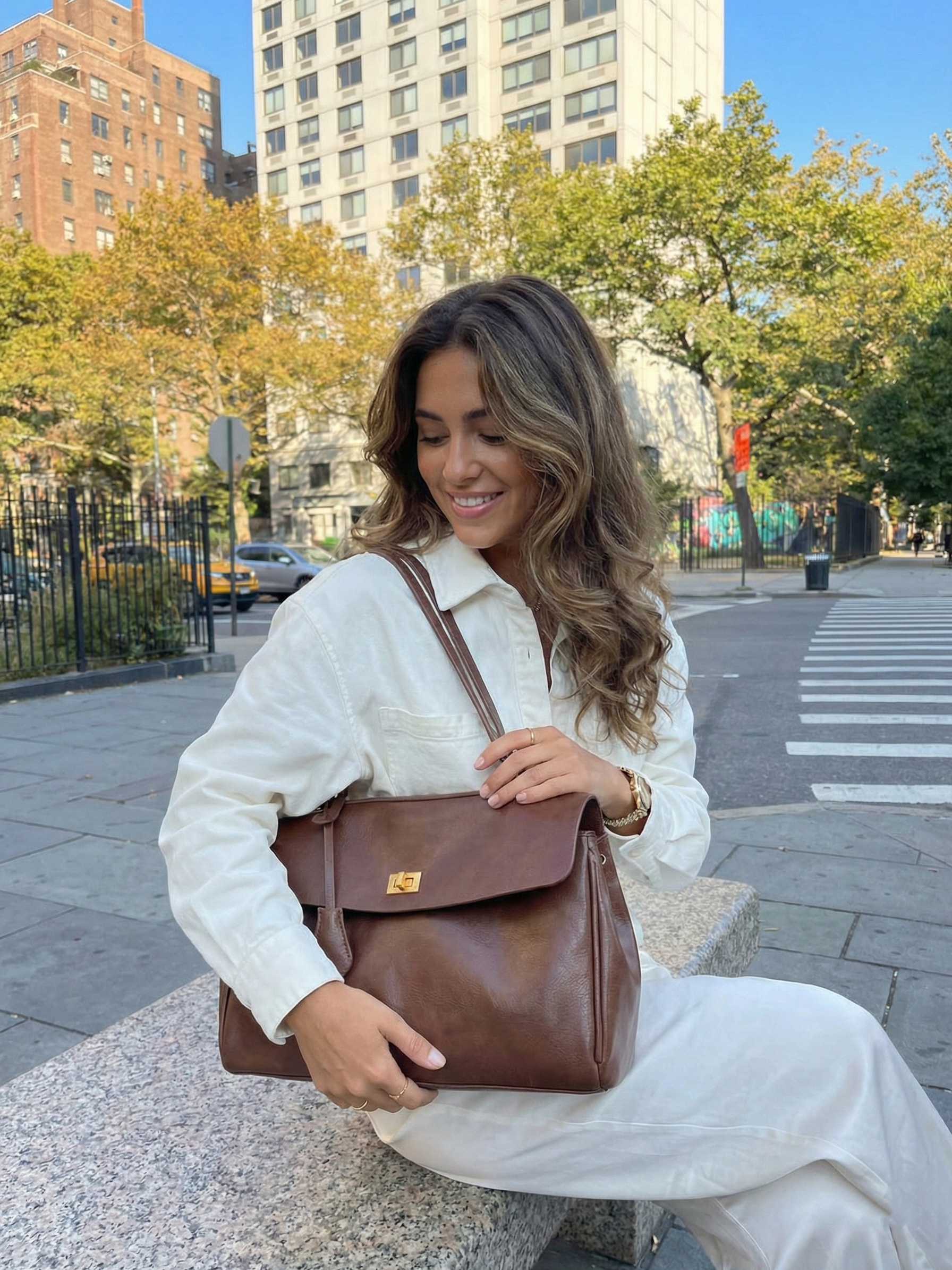 Cecil | Structured Shoulder Bag Dark Brown | FormaLuxe