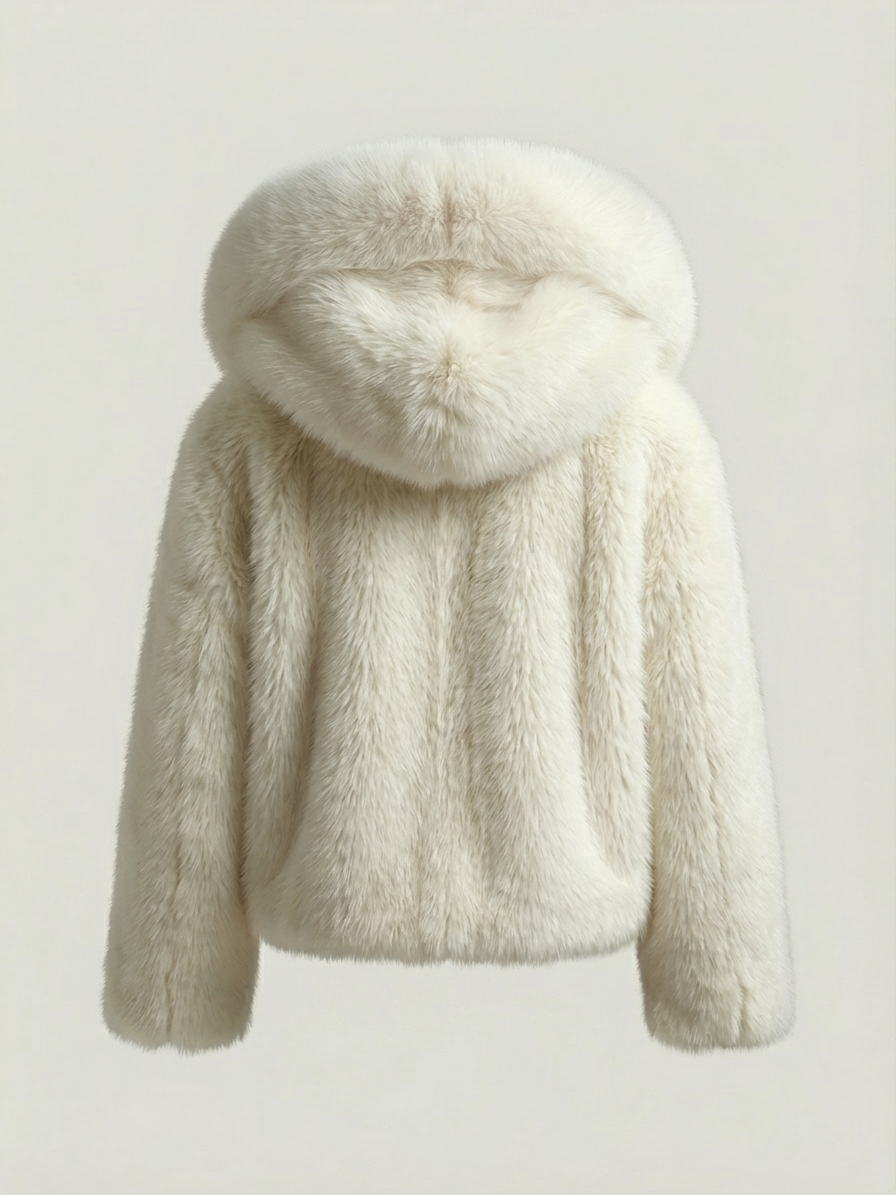 Athena | Manteau tendance à capuche en fausse fourrure Blanc | FormaLuxe