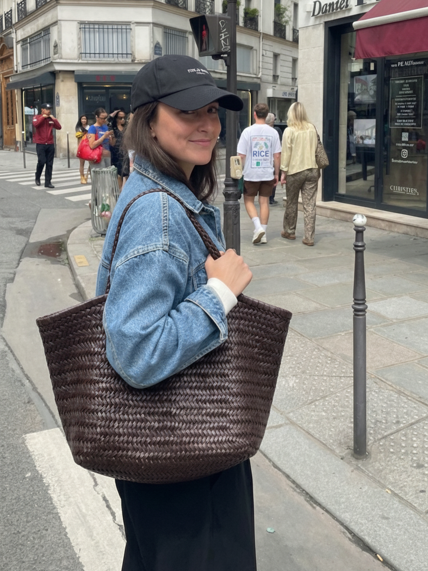 April | Woven Oversized Tote Bag Dark Brown | FormaLuxe