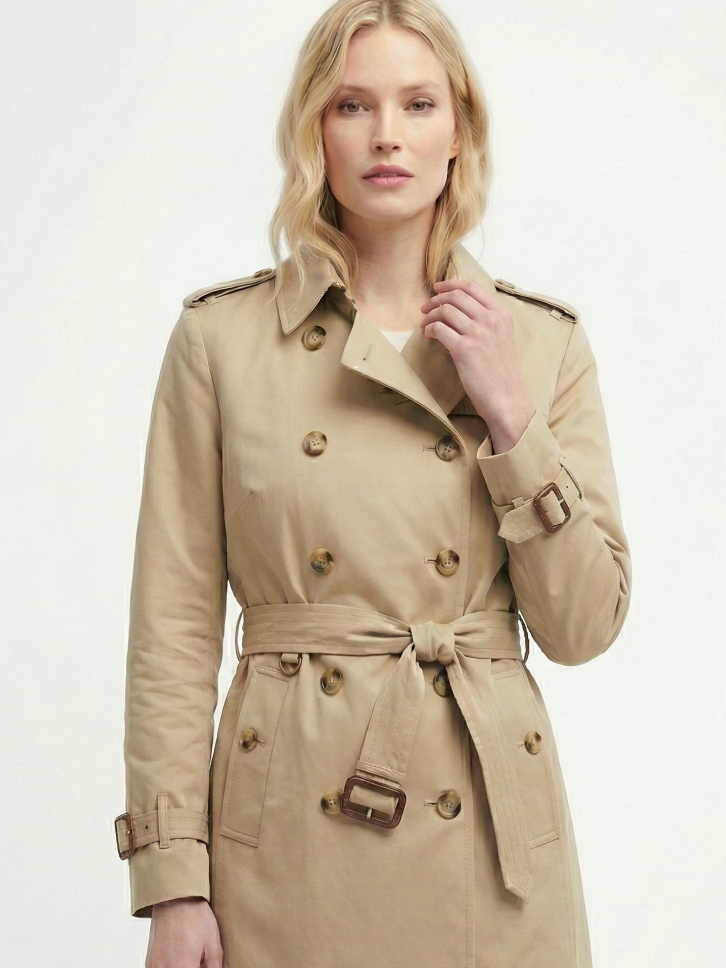Letifen | Trench-coat croisé ceinturé Kaki | FormaLuxe