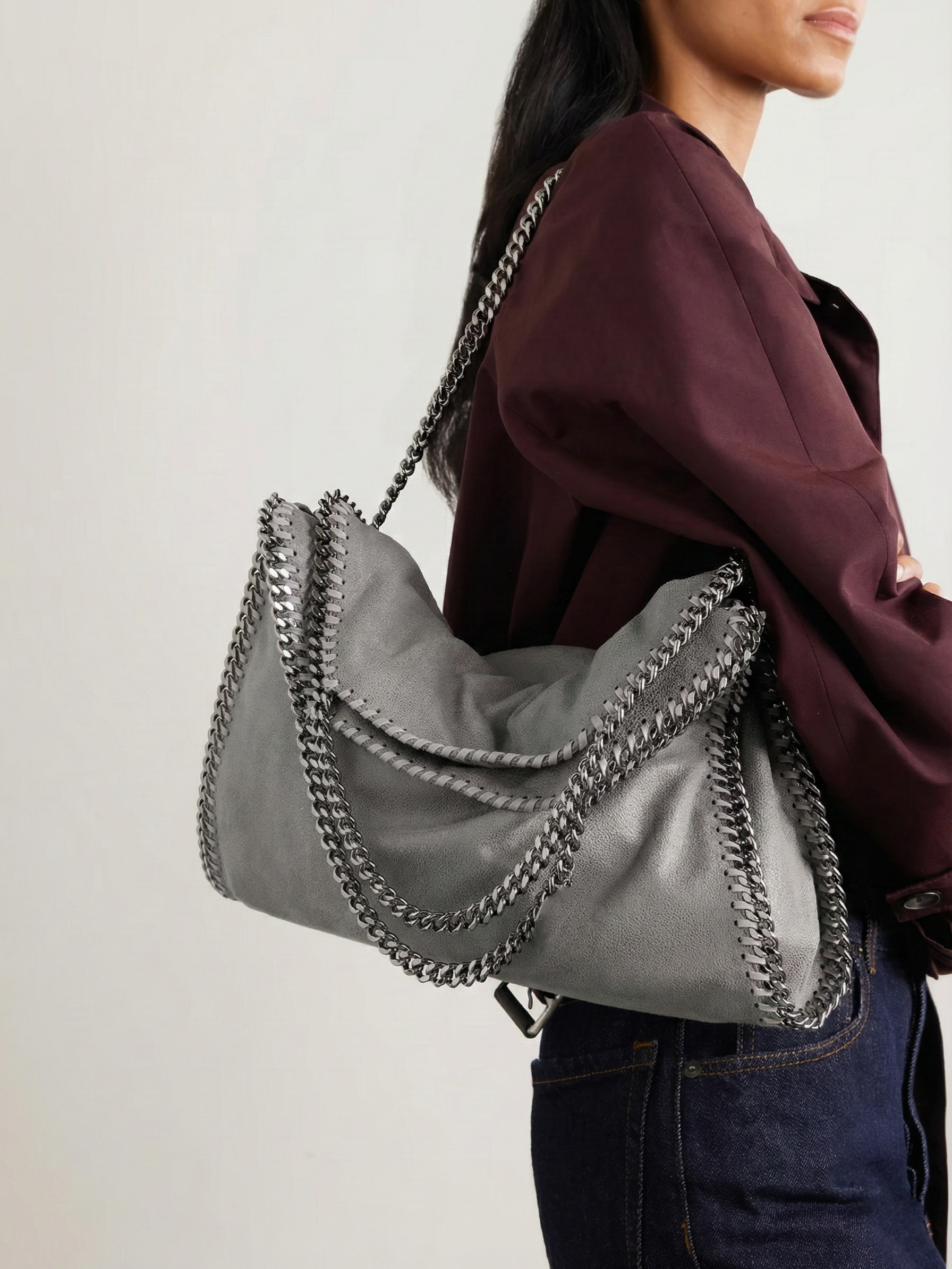 Skyla | Chain Strap Soft Faux Leather Tote Bag Black | FormaLuxe